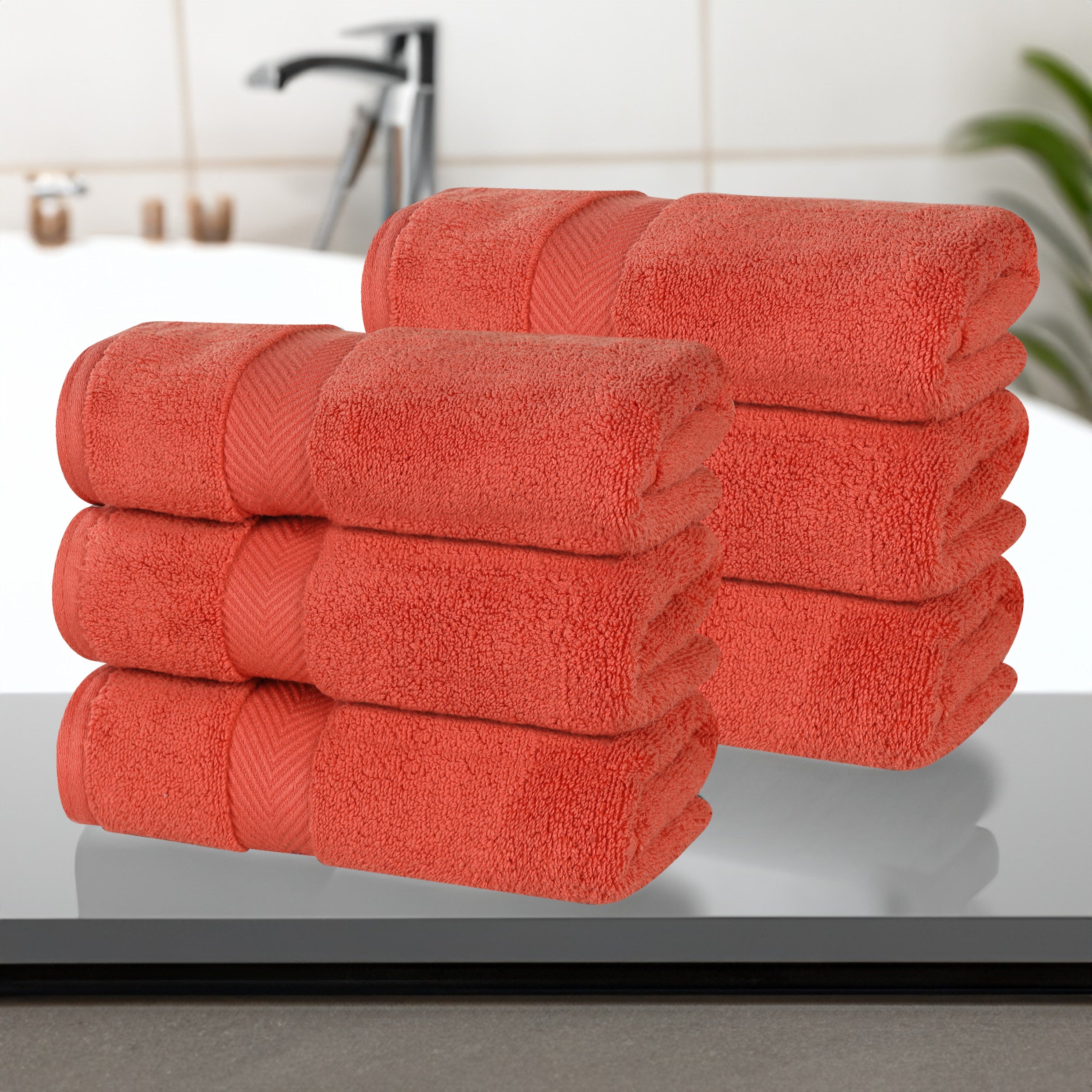 Zero Twist Cotton Solid Ultra-Soft Absorbent Hand Towel Set of 6 - Omnigoodsstore
