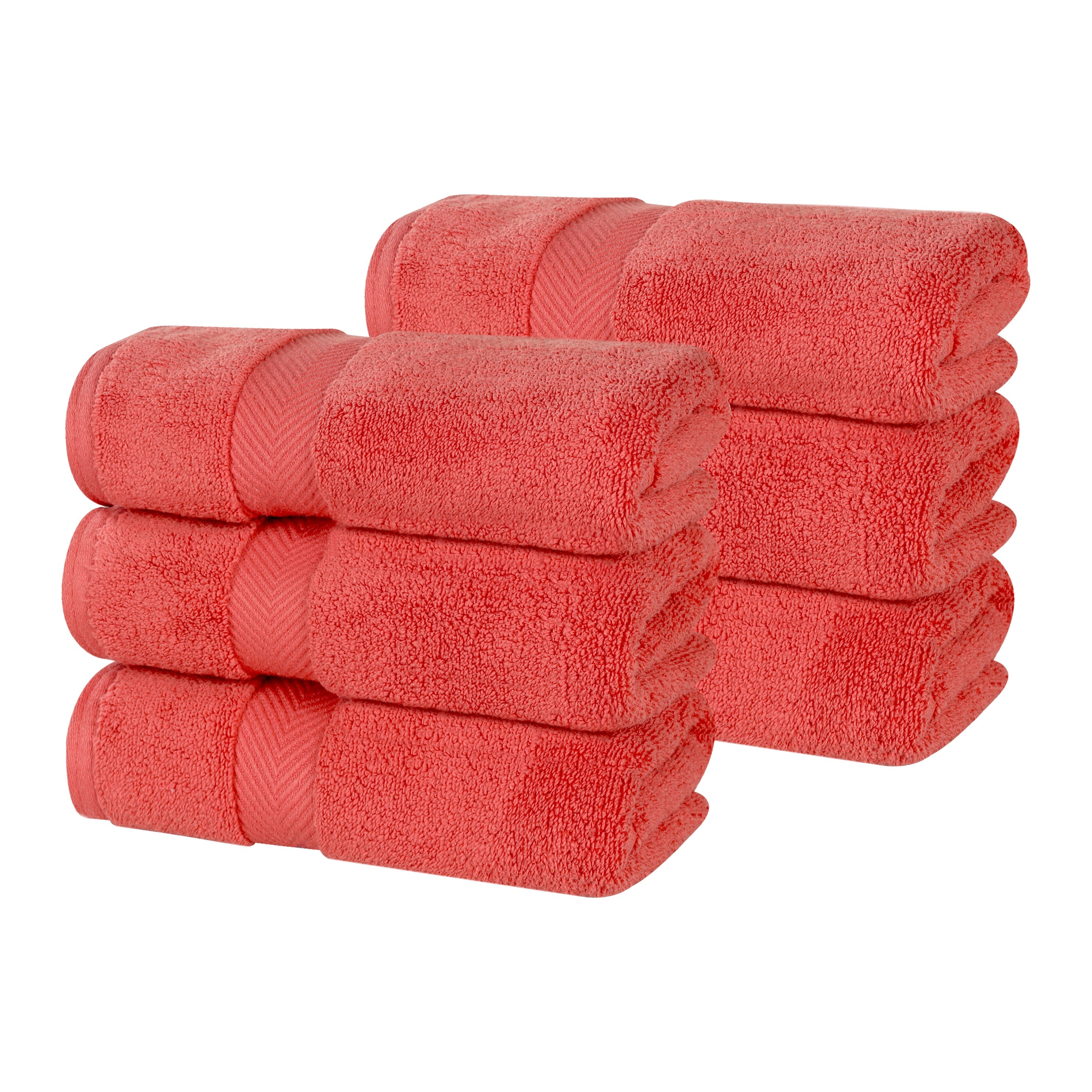 Zero Twist Cotton Solid Ultra-Soft Absorbent Hand Towel Set of 6 - Omnigoodsstore