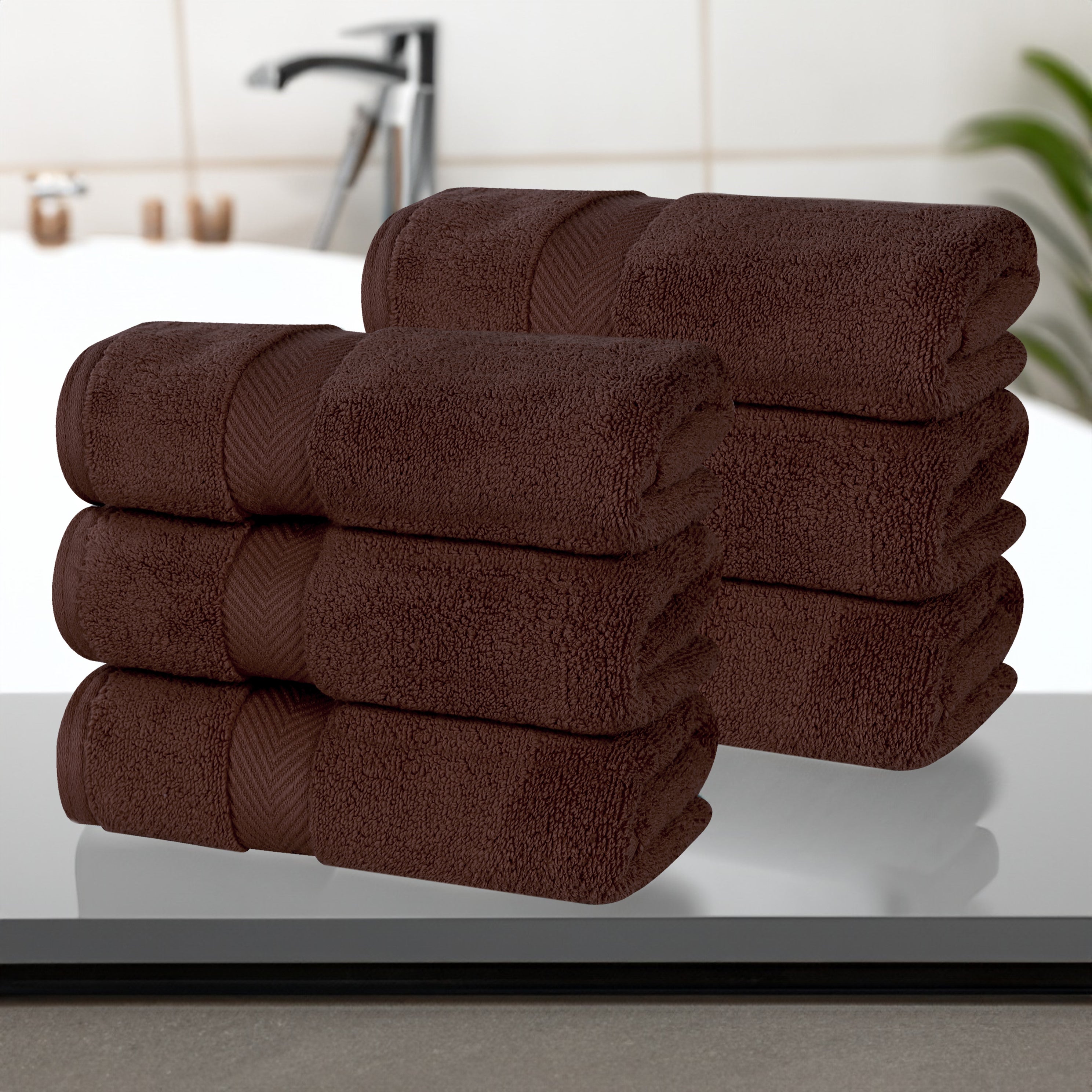 Zero Twist Cotton Solid Ultra-Soft Absorbent Hand Towel Set of 6 - Omnigoodsstore