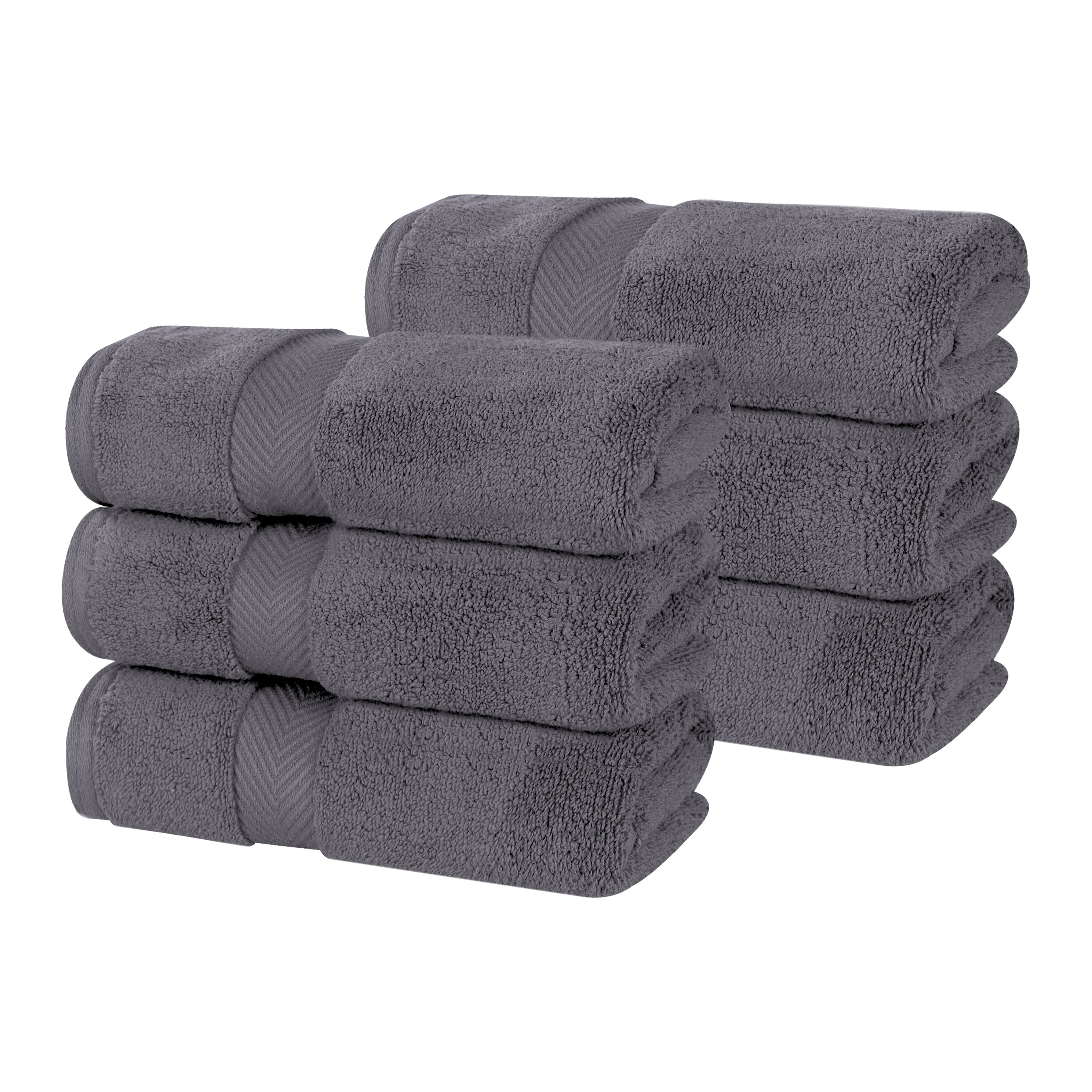 Zero Twist Cotton Solid Ultra-Soft Absorbent Hand Towel Set of 6 - Omnigoodsstore