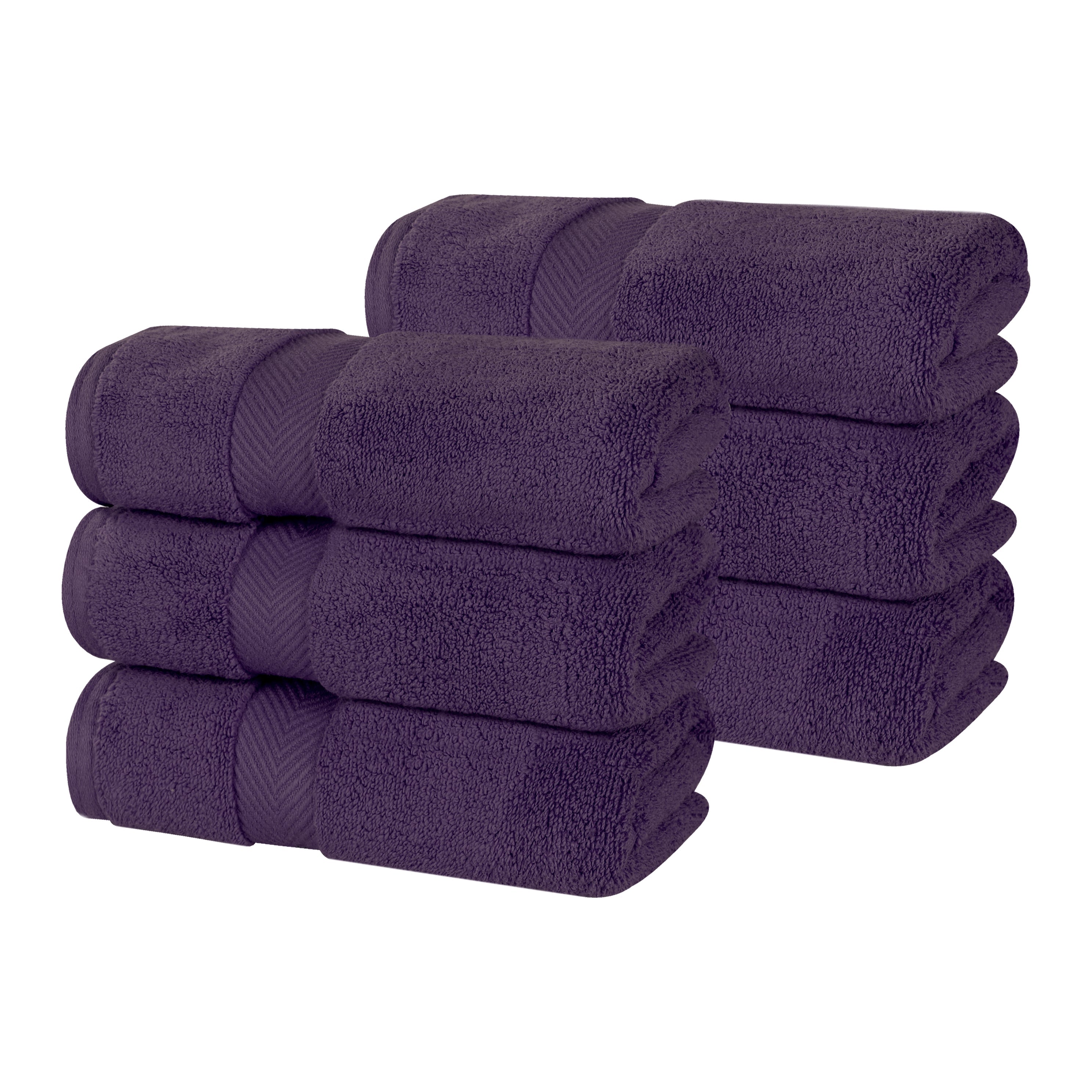 Zero Twist Cotton Solid Ultra-Soft Absorbent Hand Towel Set of 6 - Omnigoodsstore