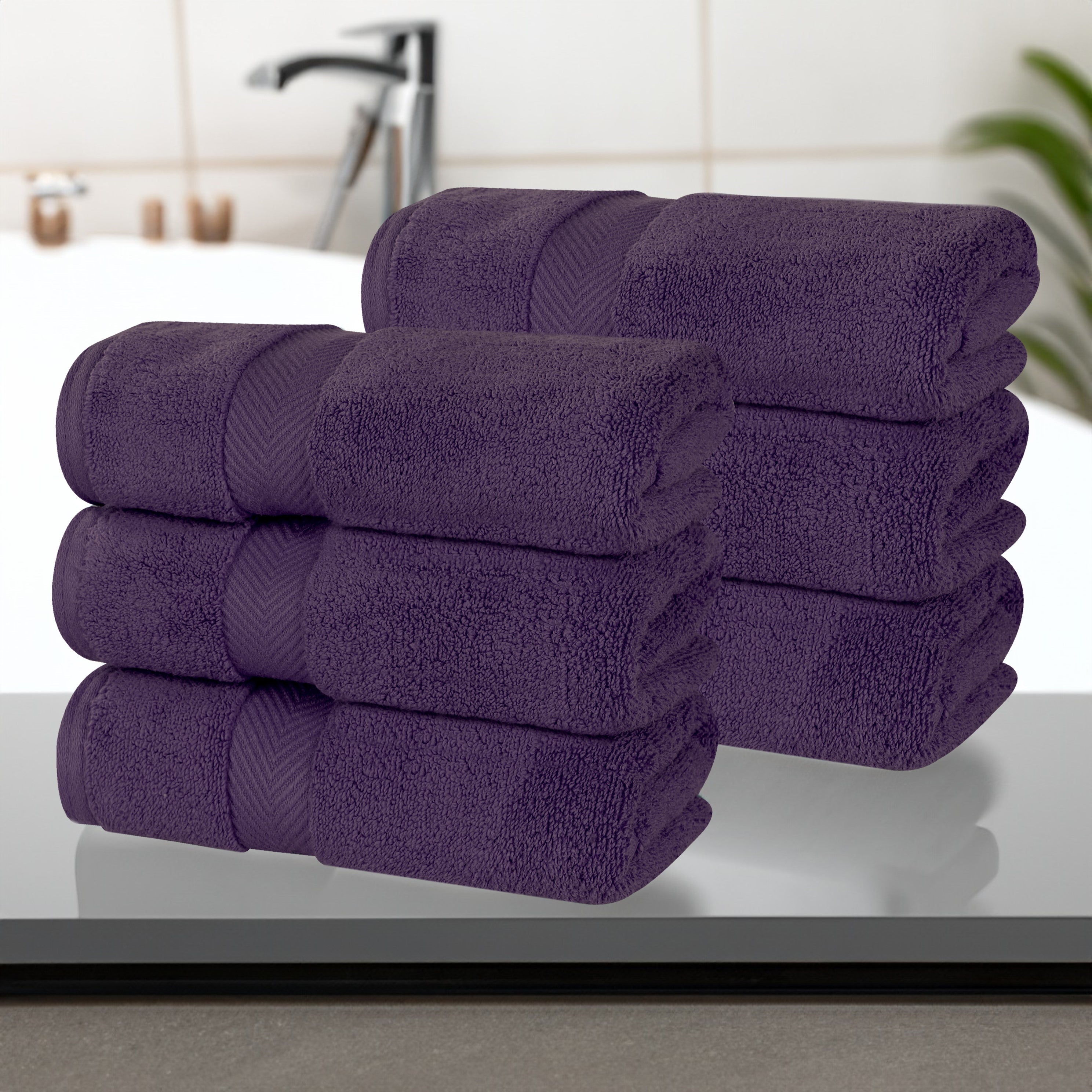 Zero Twist Cotton Solid Ultra-Soft Absorbent Hand Towel Set of 6 - Omnigoodsstore
