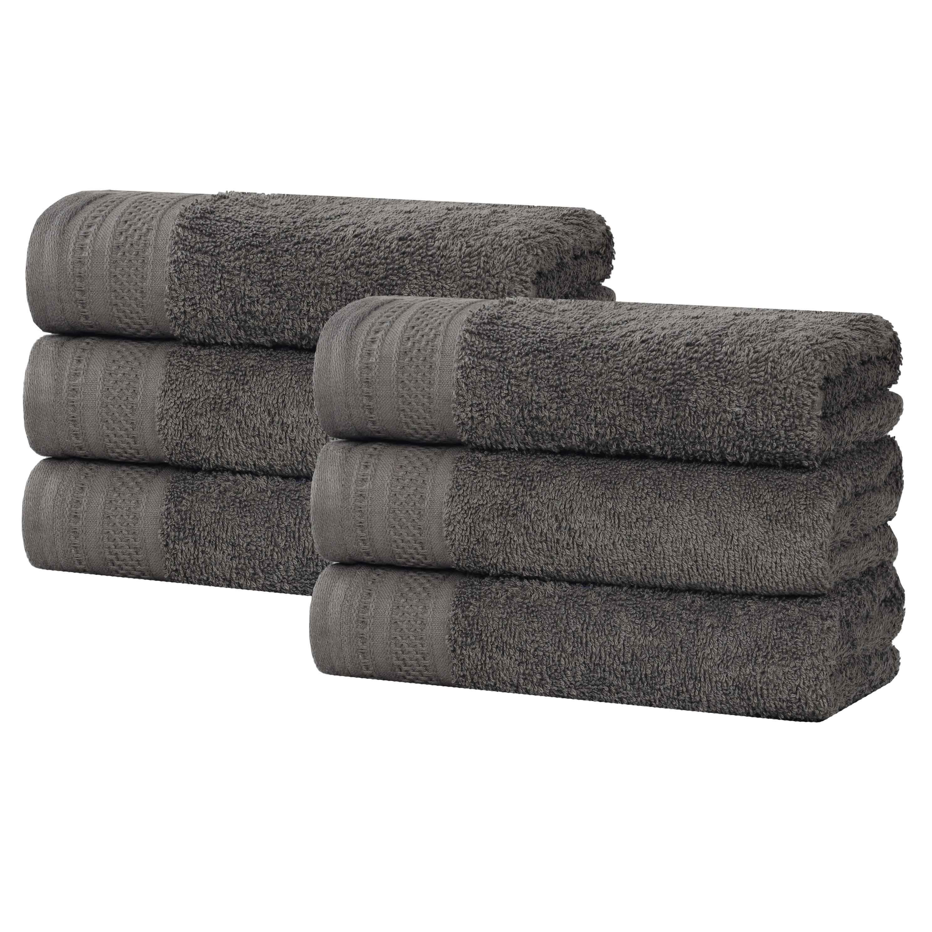 Honeycomb Textured Waffle Border Luxury Cotton Hand Towels, Set of 6 - Omnigoodsstore