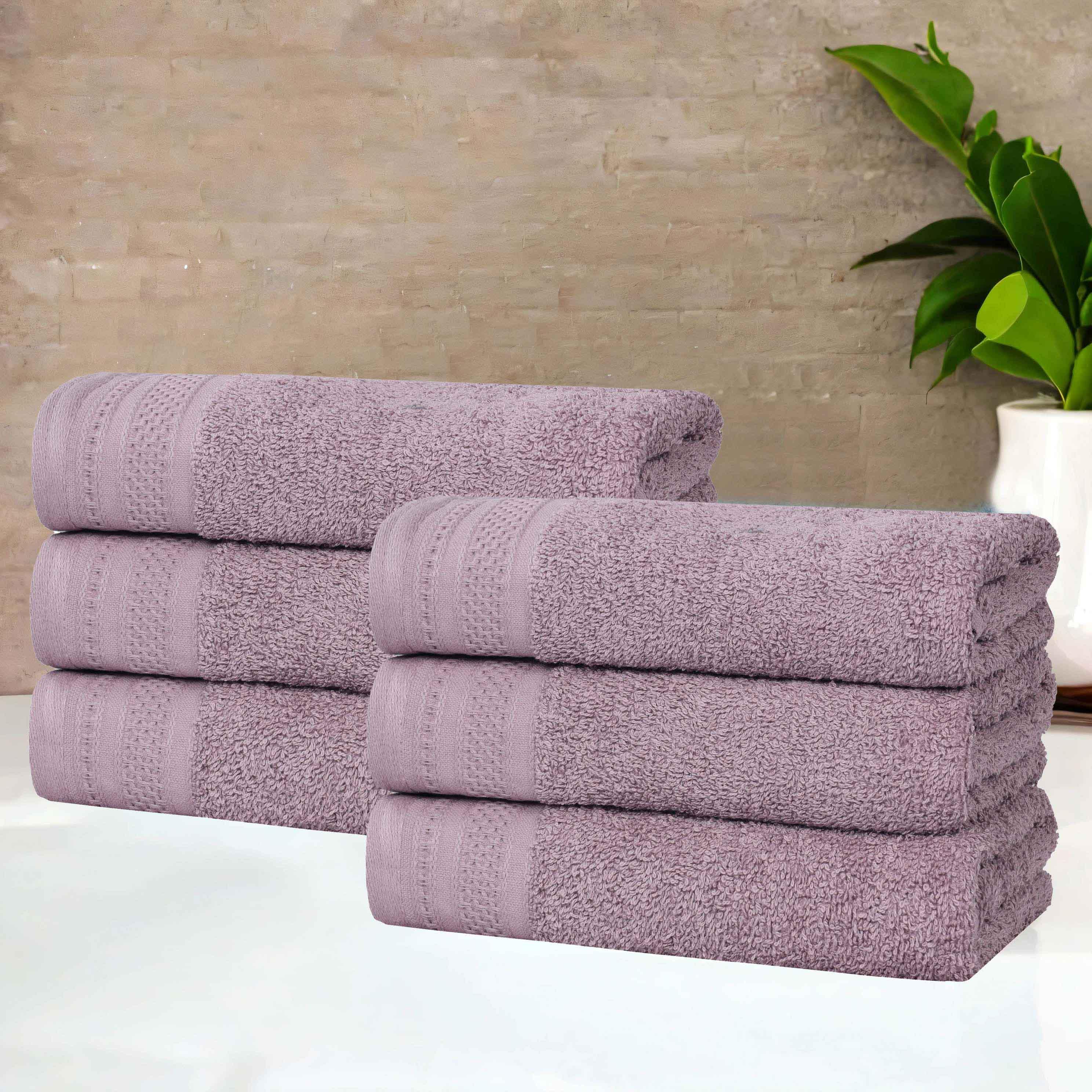 Honeycomb Textured Waffle Border Luxury Cotton Hand Towels, Set of 6 - Omnigoodsstore