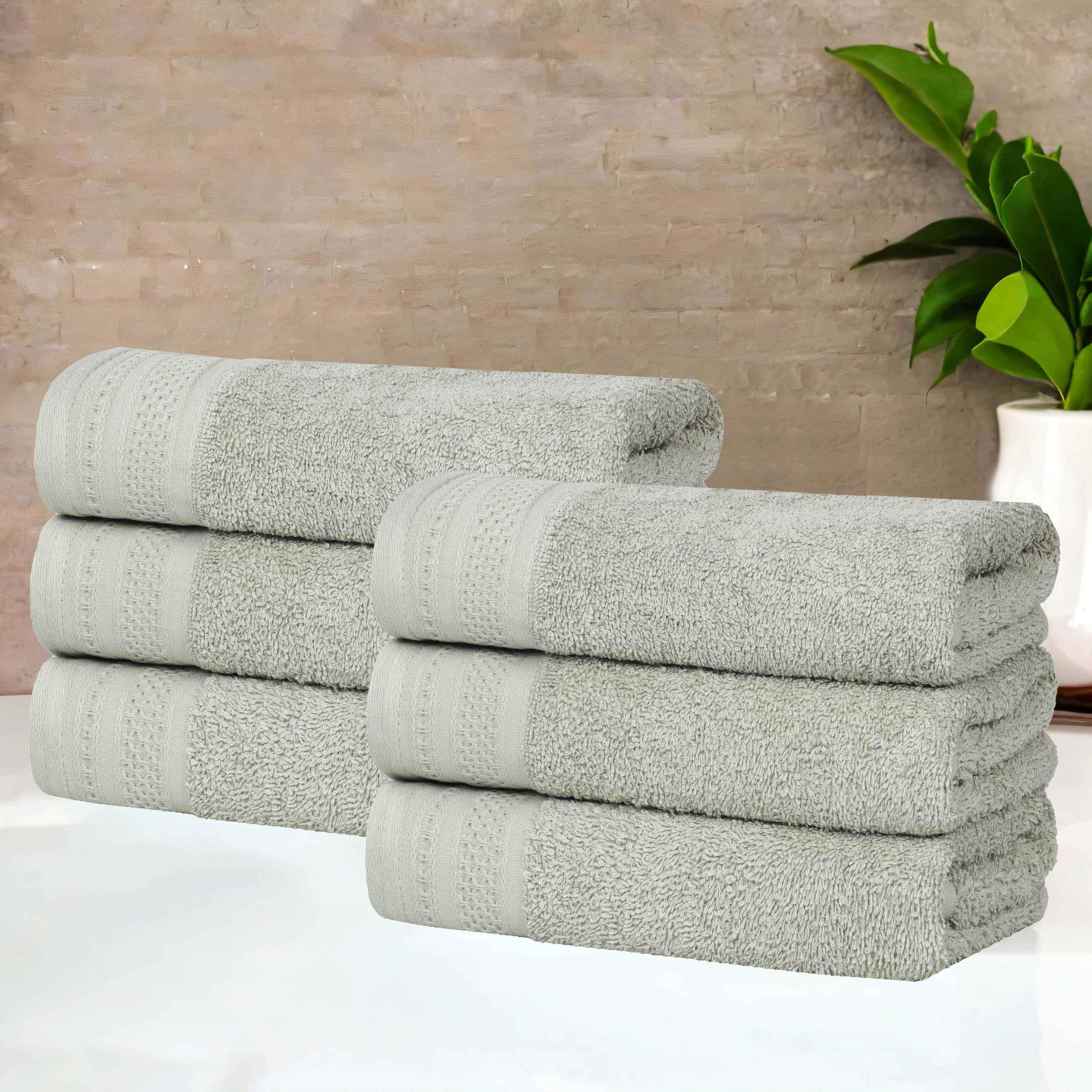 Honeycomb Textured Waffle Border Luxury Cotton Hand Towels, Set of 6 - Omnigoodsstore