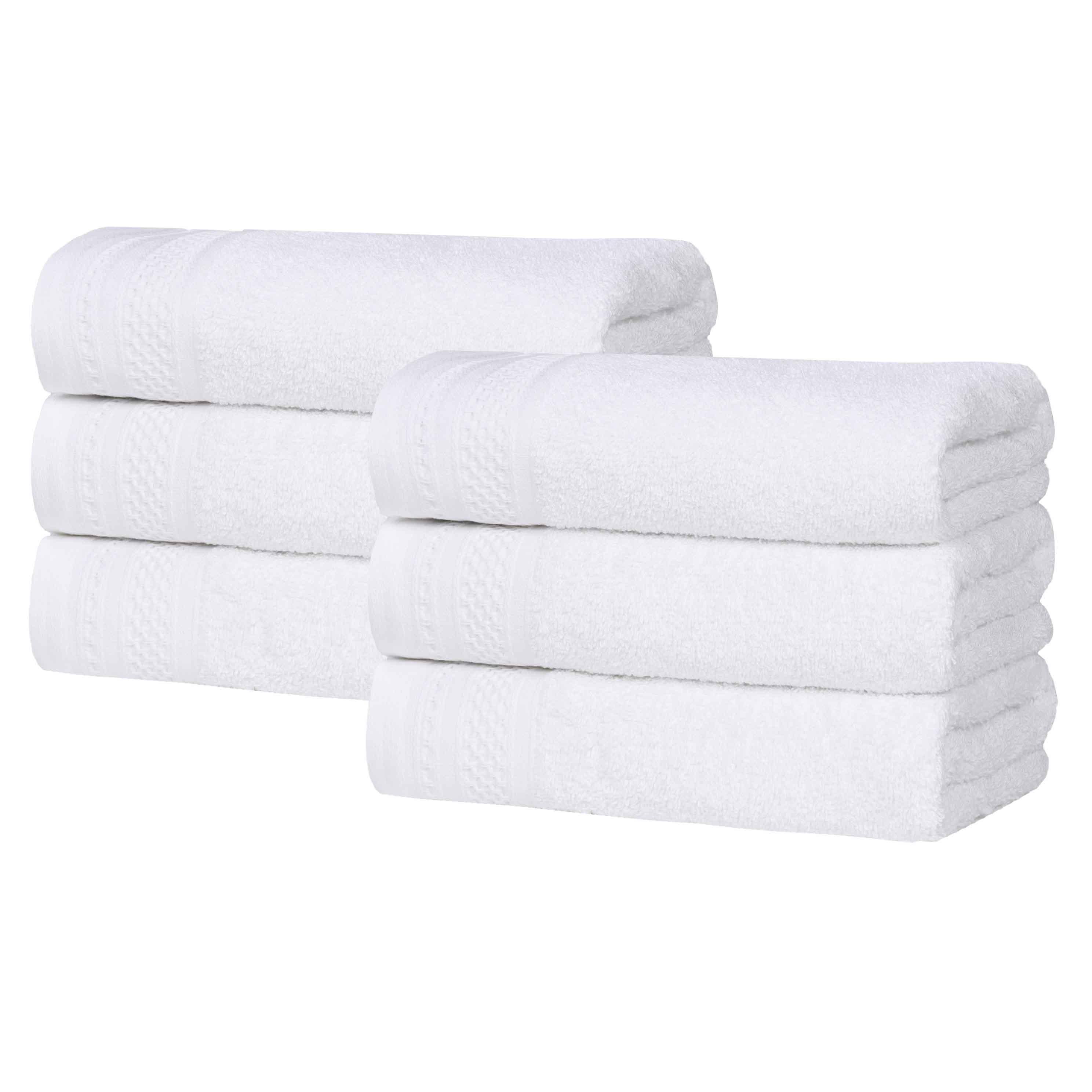 Honeycomb Textured Waffle Border Luxury Cotton Hand Towels, Set of 6 - Omnigoodsstore