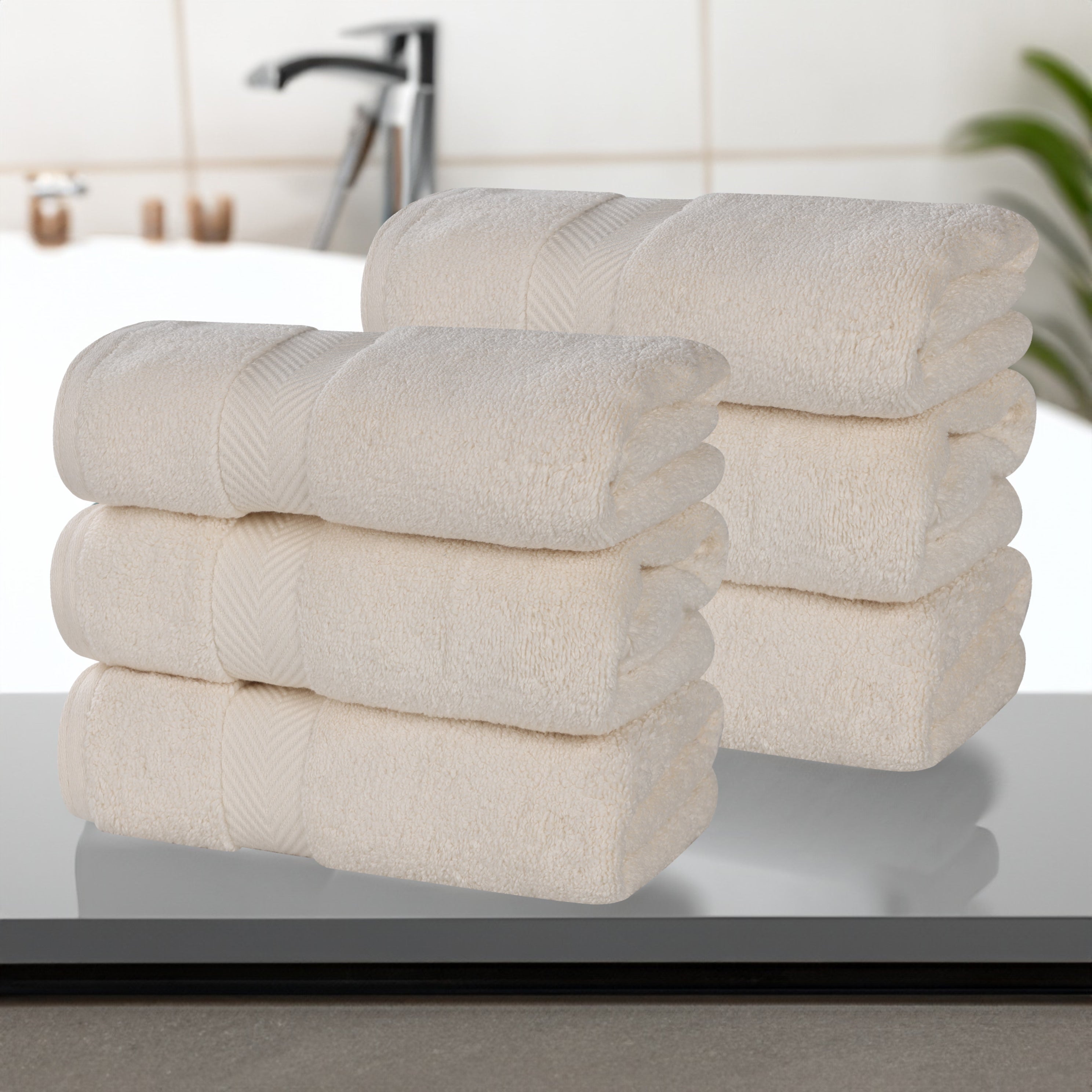 Zero Twist Cotton Solid Ultra-Soft Absorbent Hand Towel Set of 6 - Omnigoodsstore