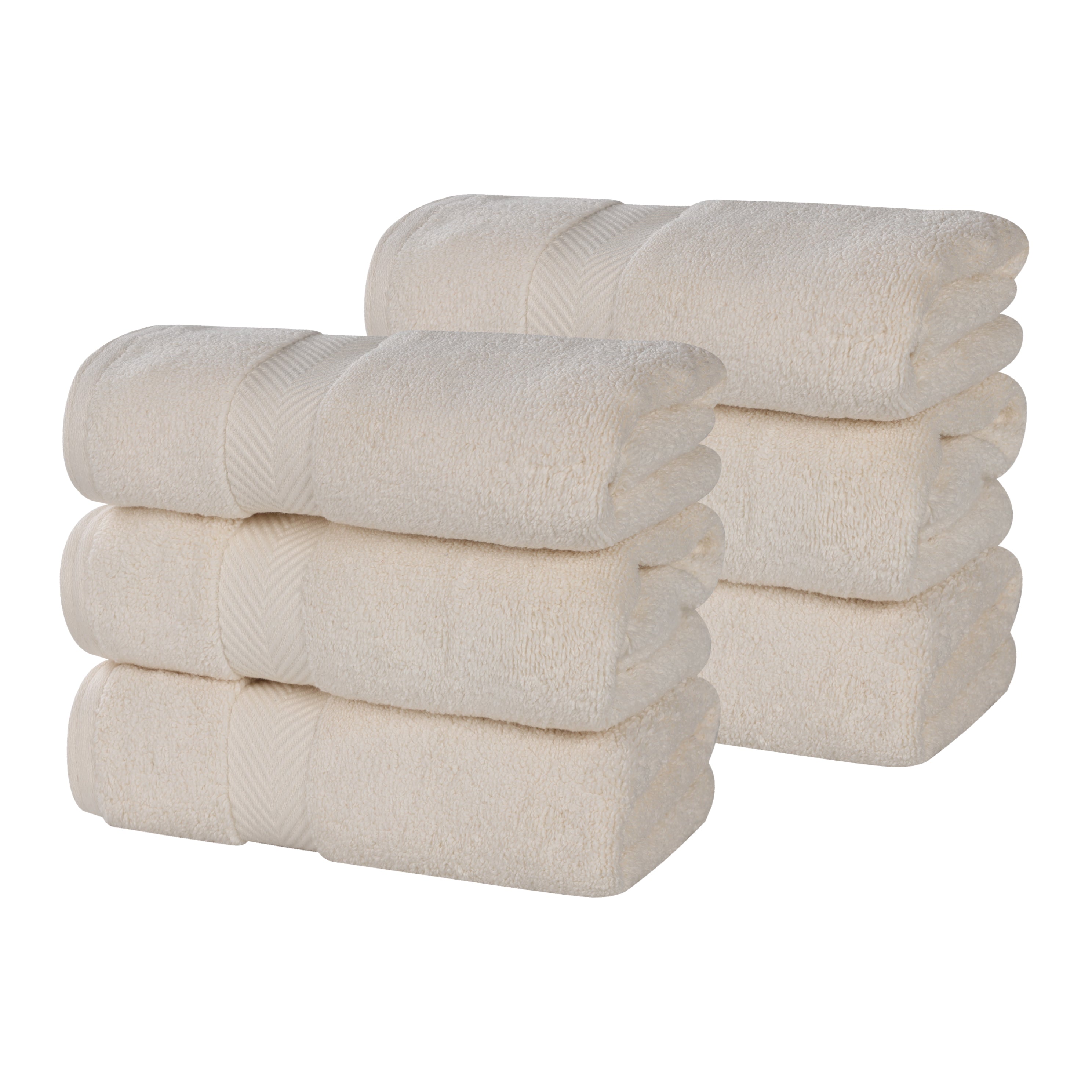Zero Twist Cotton Solid Ultra-Soft Absorbent Hand Towel Set of 6 - Omnigoodsstore