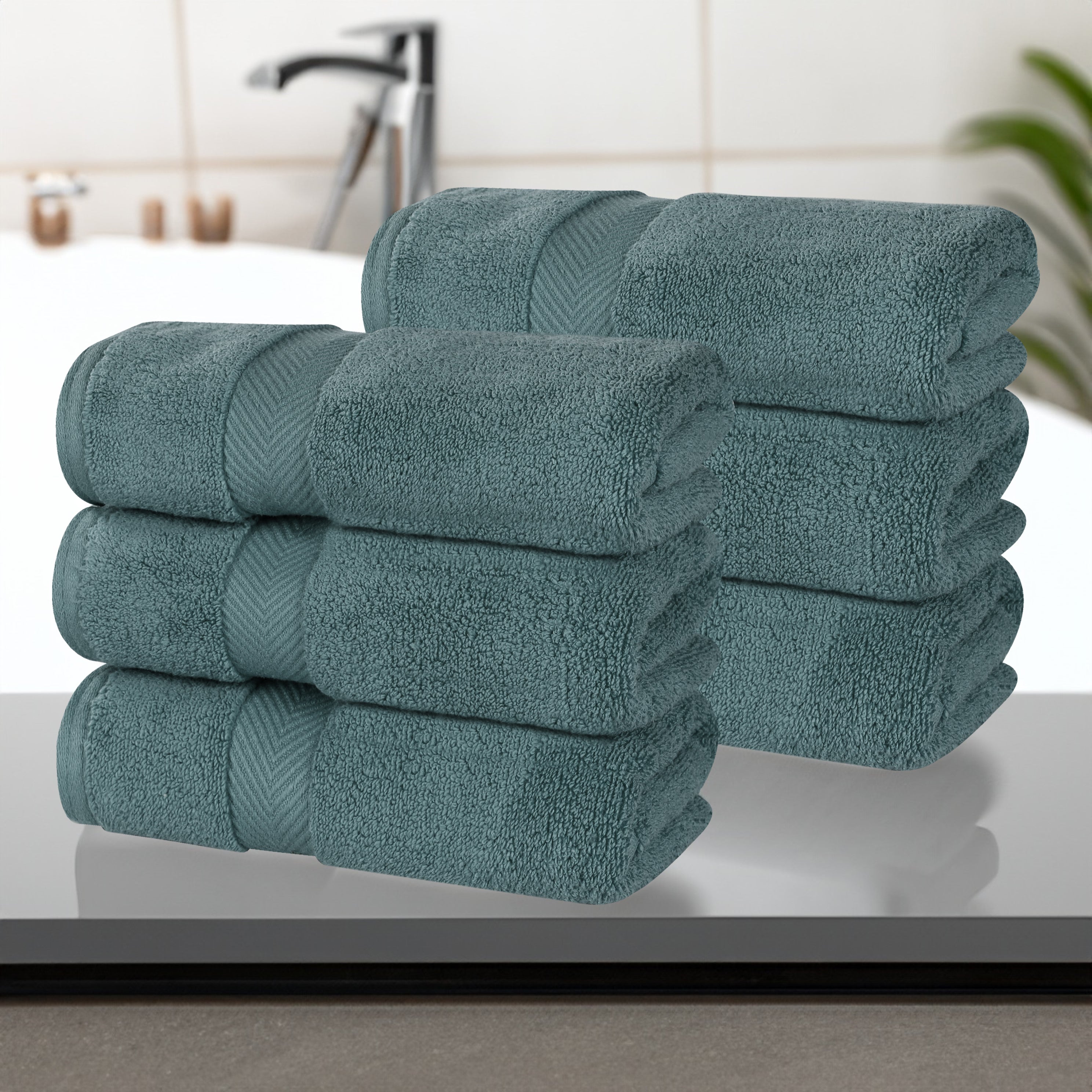 Zero Twist Cotton Solid Ultra-Soft Absorbent Hand Towel Set of 6 - Omnigoodsstore