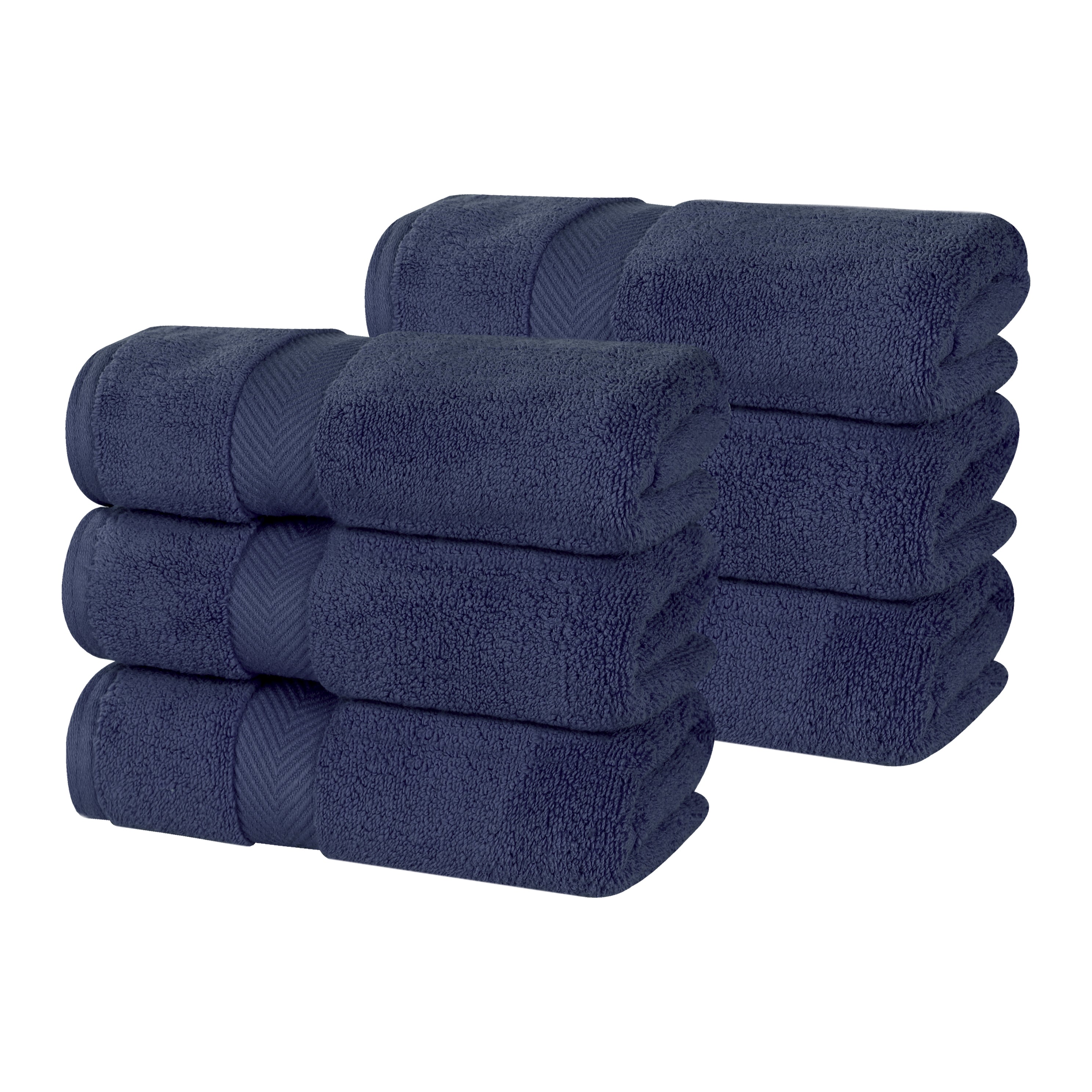 Zero Twist Cotton Solid Ultra-Soft Absorbent Hand Towel Set of 6 - Omnigoodsstore