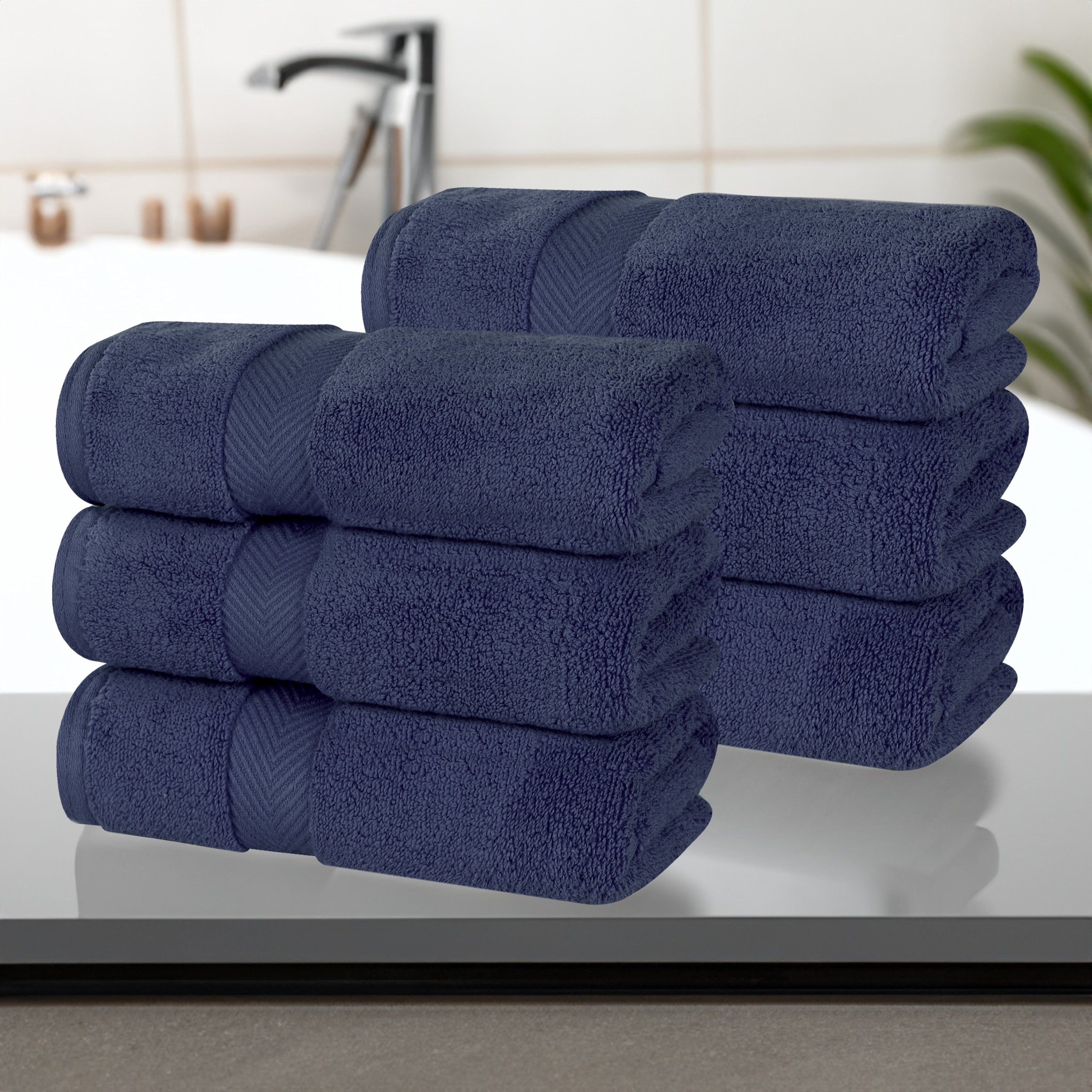 Zero Twist Cotton Solid Ultra-Soft Absorbent Hand Towel Set of 6 - Omnigoodsstore
