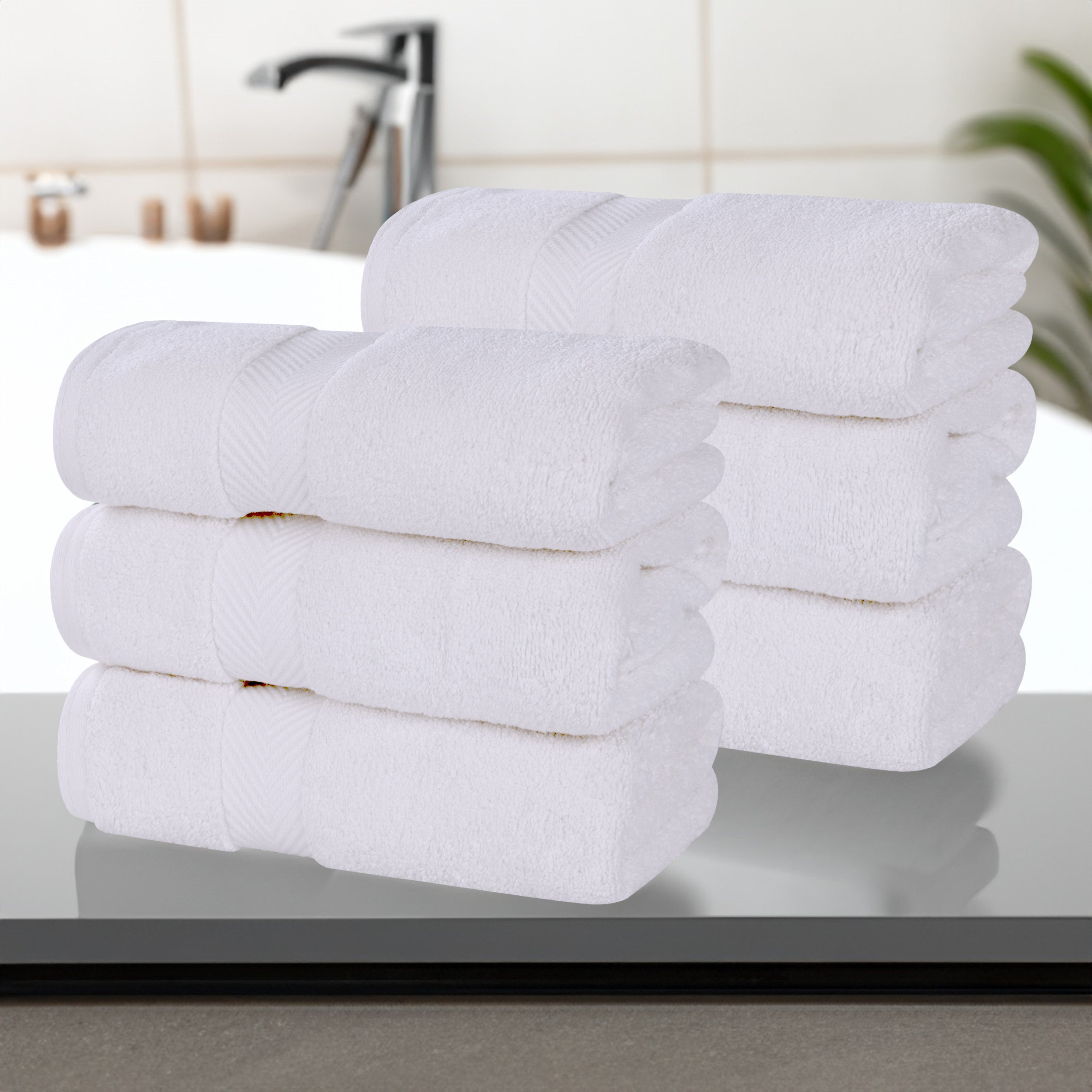 Zero Twist Cotton Solid Ultra-Soft Absorbent Hand Towel Set of 6 - Omnigoodsstore