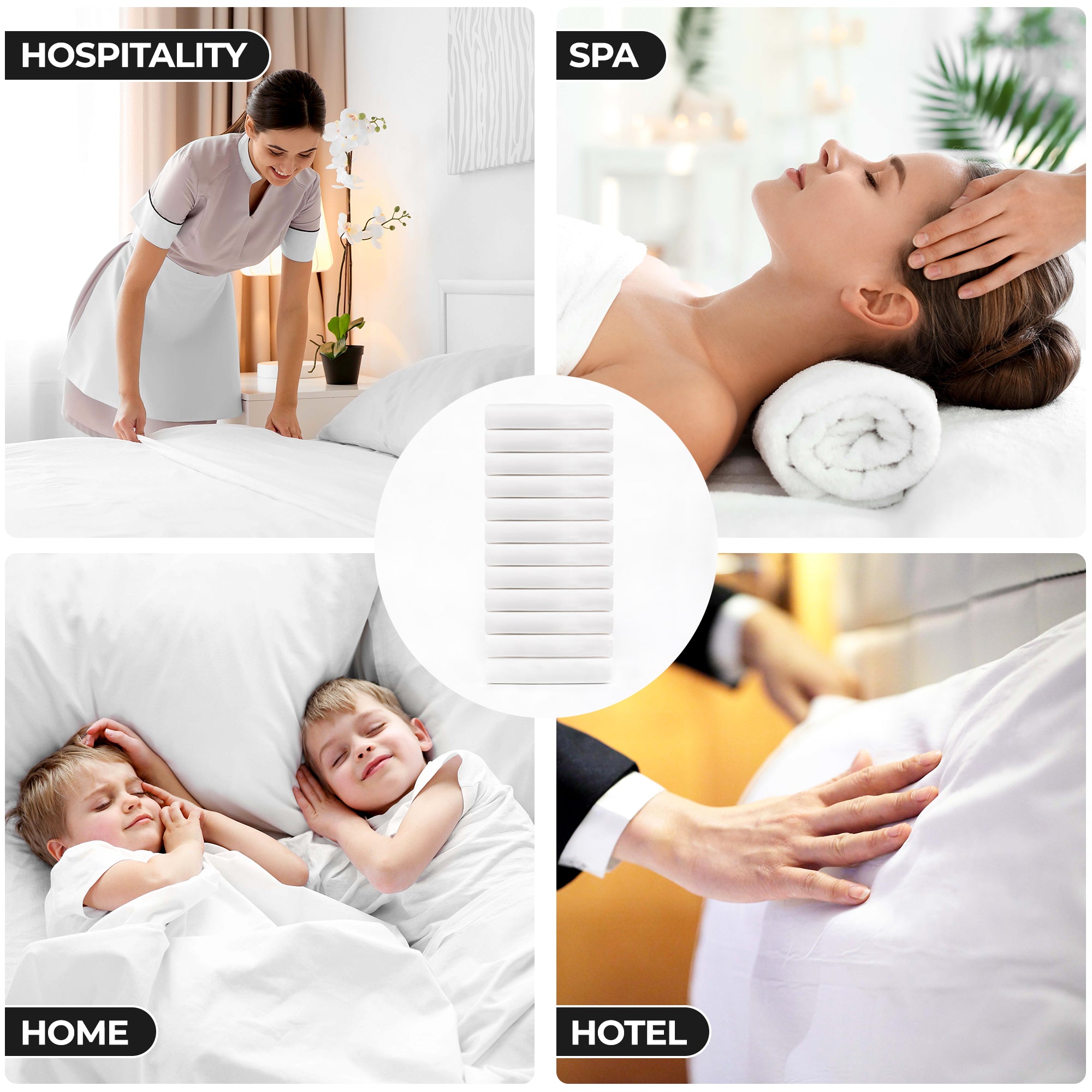 Cotton Rich White Percale Hotel Quality Fitted Bed Sheets, Set of 3, 6, 12 - Omnigoodsstore