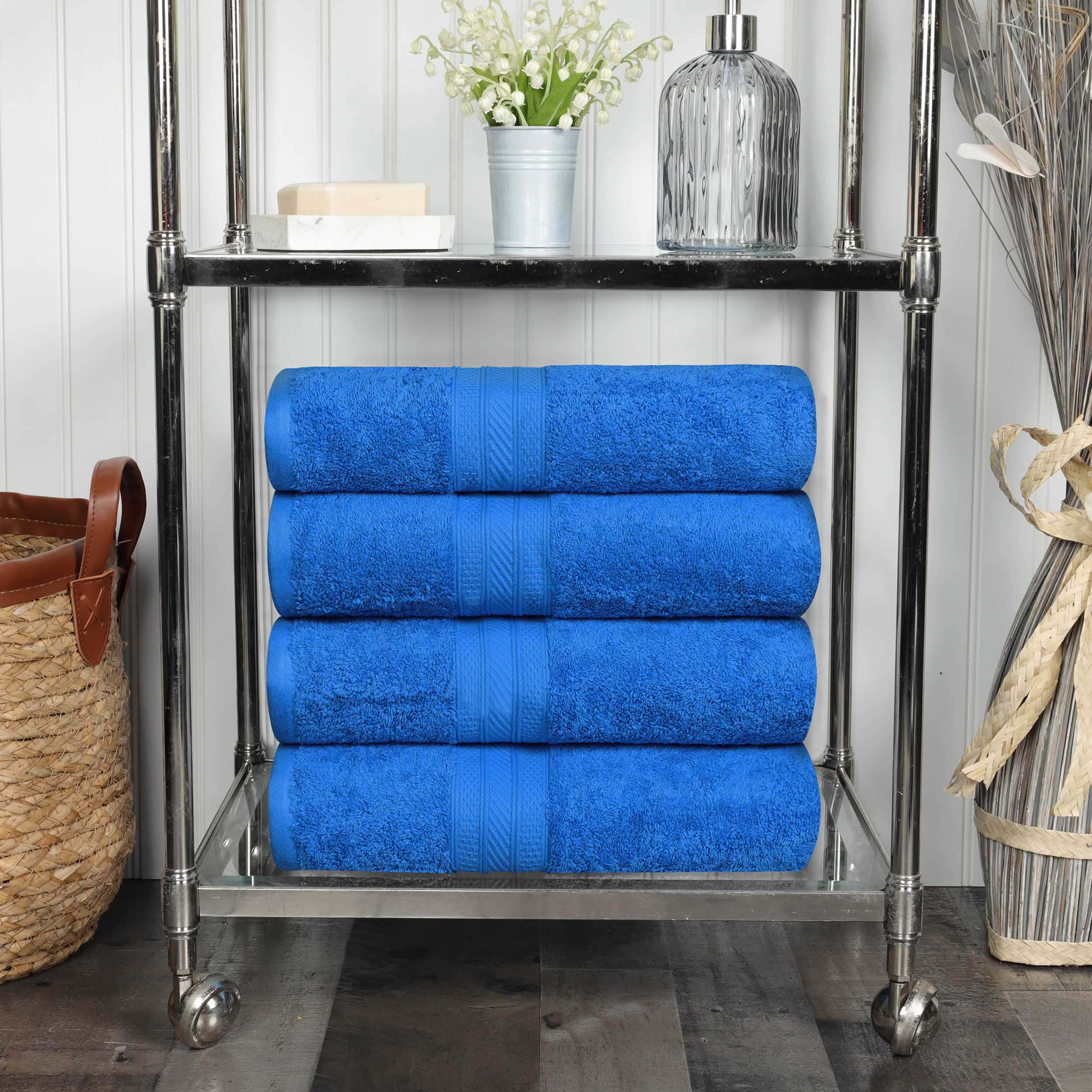 Atlas Cotton Absorbent Heavyweight Solid 4 Piece Bath Towel Set - Omnigoodsstore