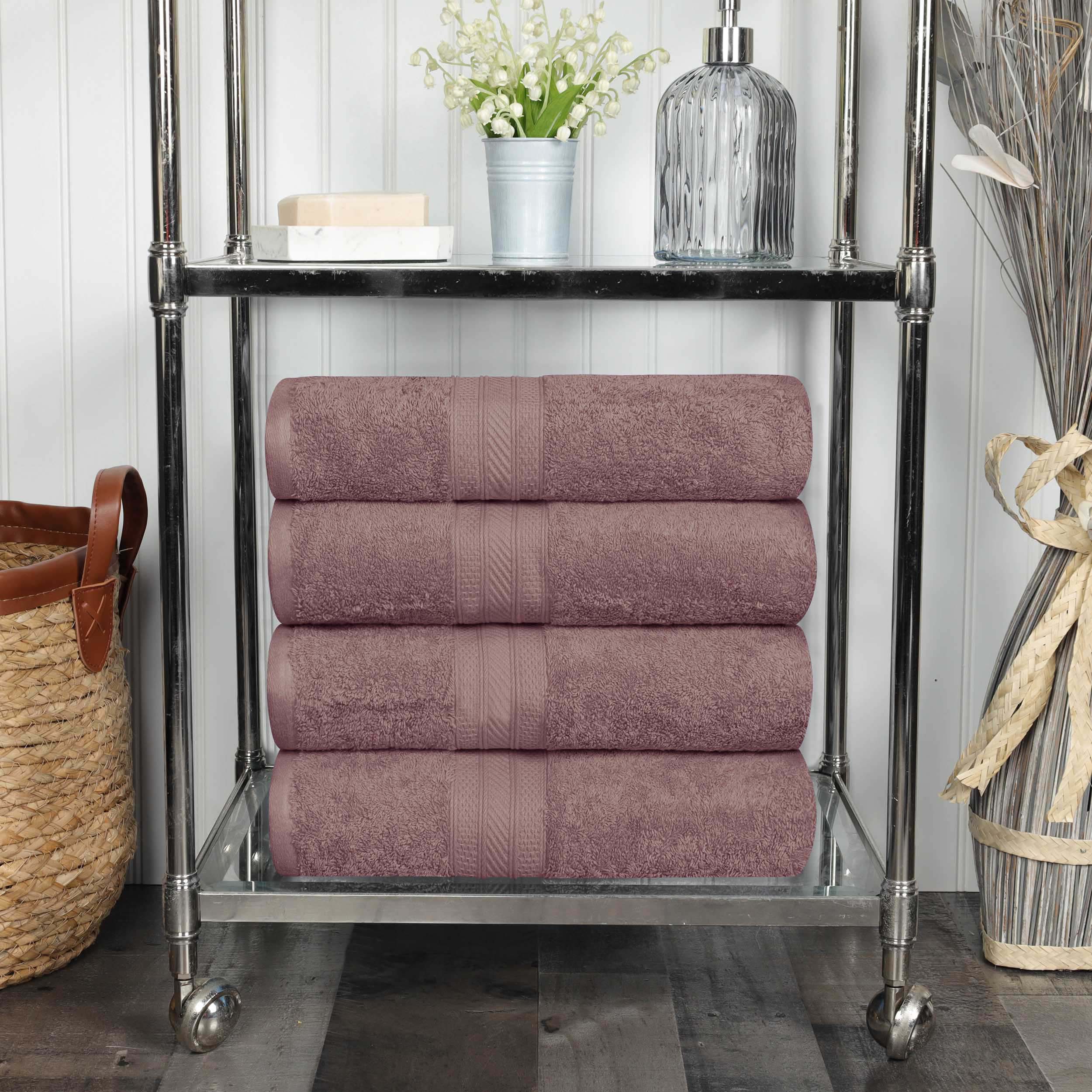 Atlas Cotton Absorbent Heavyweight Solid 4 Piece Bath Towel Set - Omnigoodsstore
