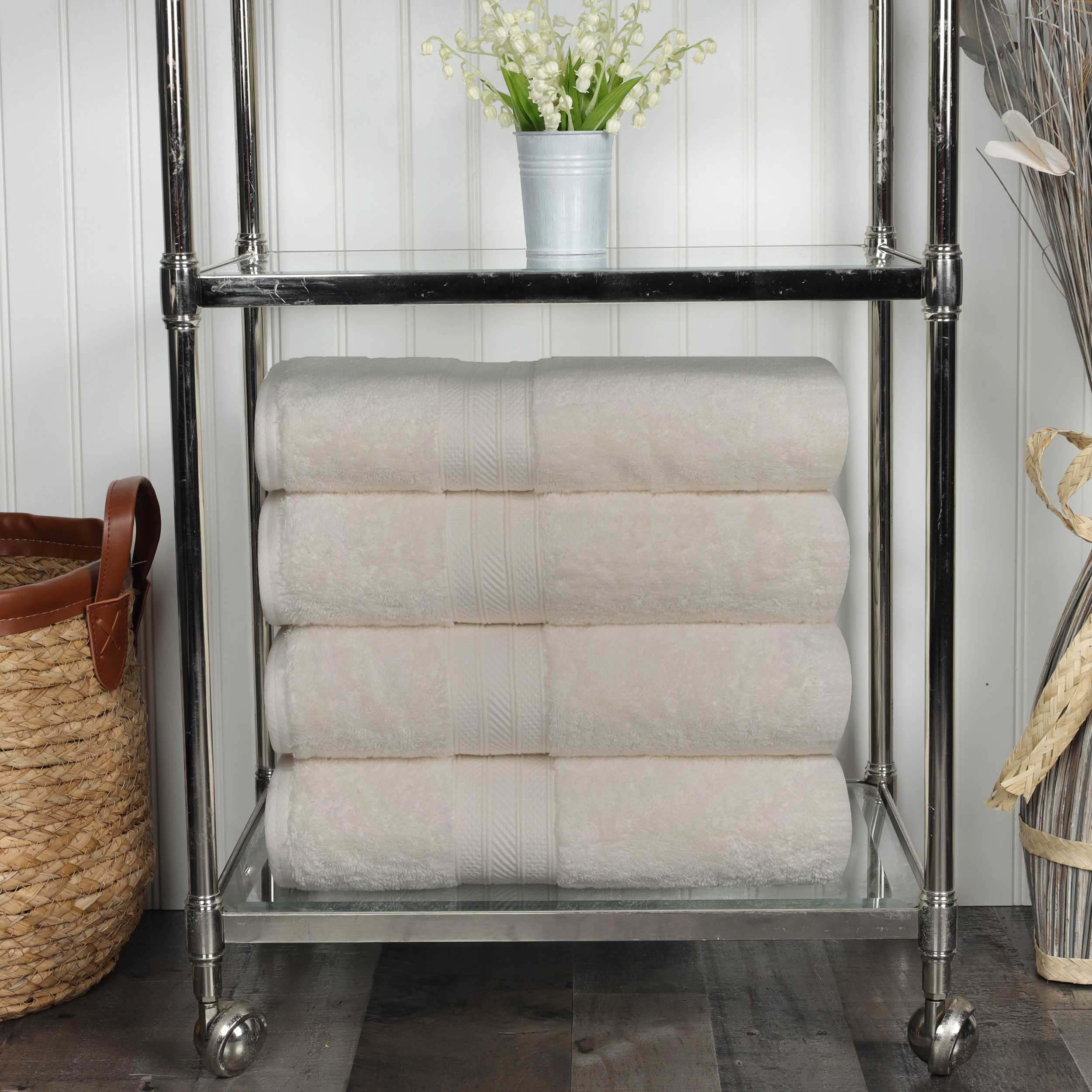 Atlas Cotton Absorbent Heavyweight Solid 4 Piece Bath Towel Set - Omnigoodsstore