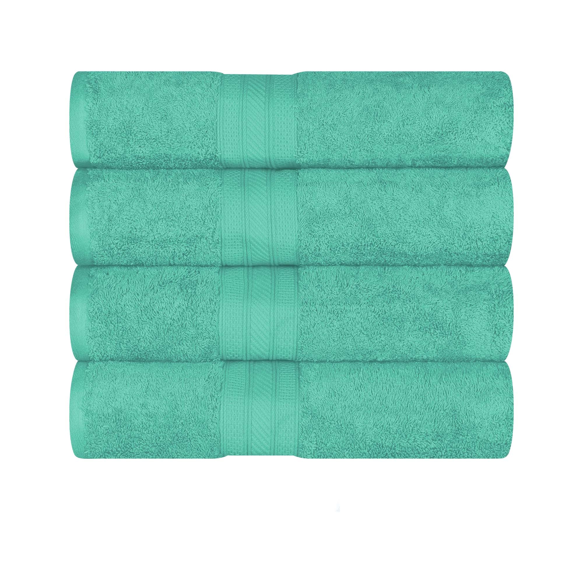 Atlas Cotton Absorbent Heavyweight Solid 4 Piece Bath Towel Set - Omnigoodsstore
