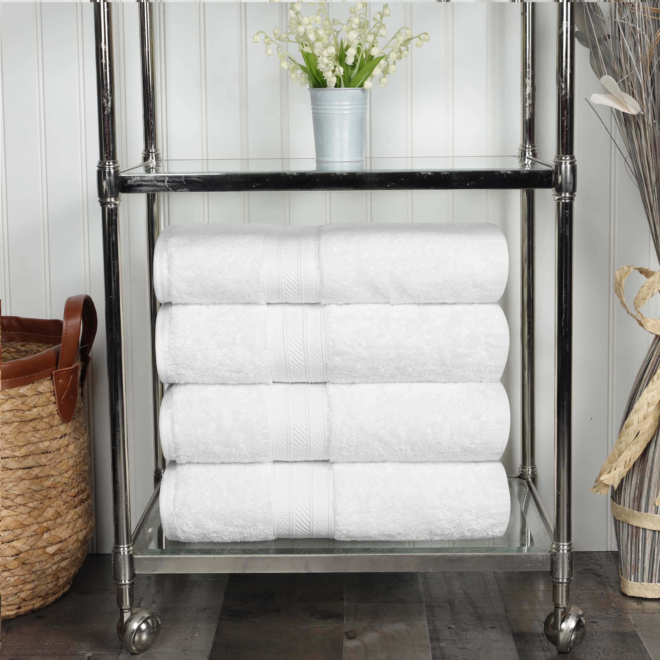 Atlas Cotton Absorbent Heavyweight Solid 4 Piece Bath Towel Set - Omnigoodsstore