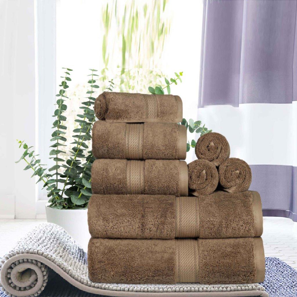 Egyptian Cotton Pile Plush Heavyweight Luxury Soft 8-Piece Towel Set - Omnigoodsstore