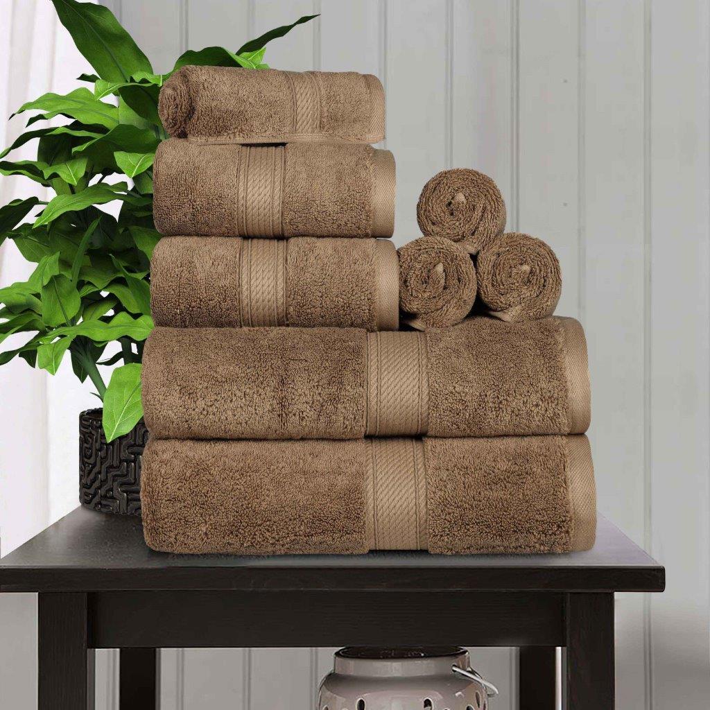 Egyptian Cotton Pile Plush Heavyweight Luxury Soft 8-Piece Towel Set - Omnigoodsstore