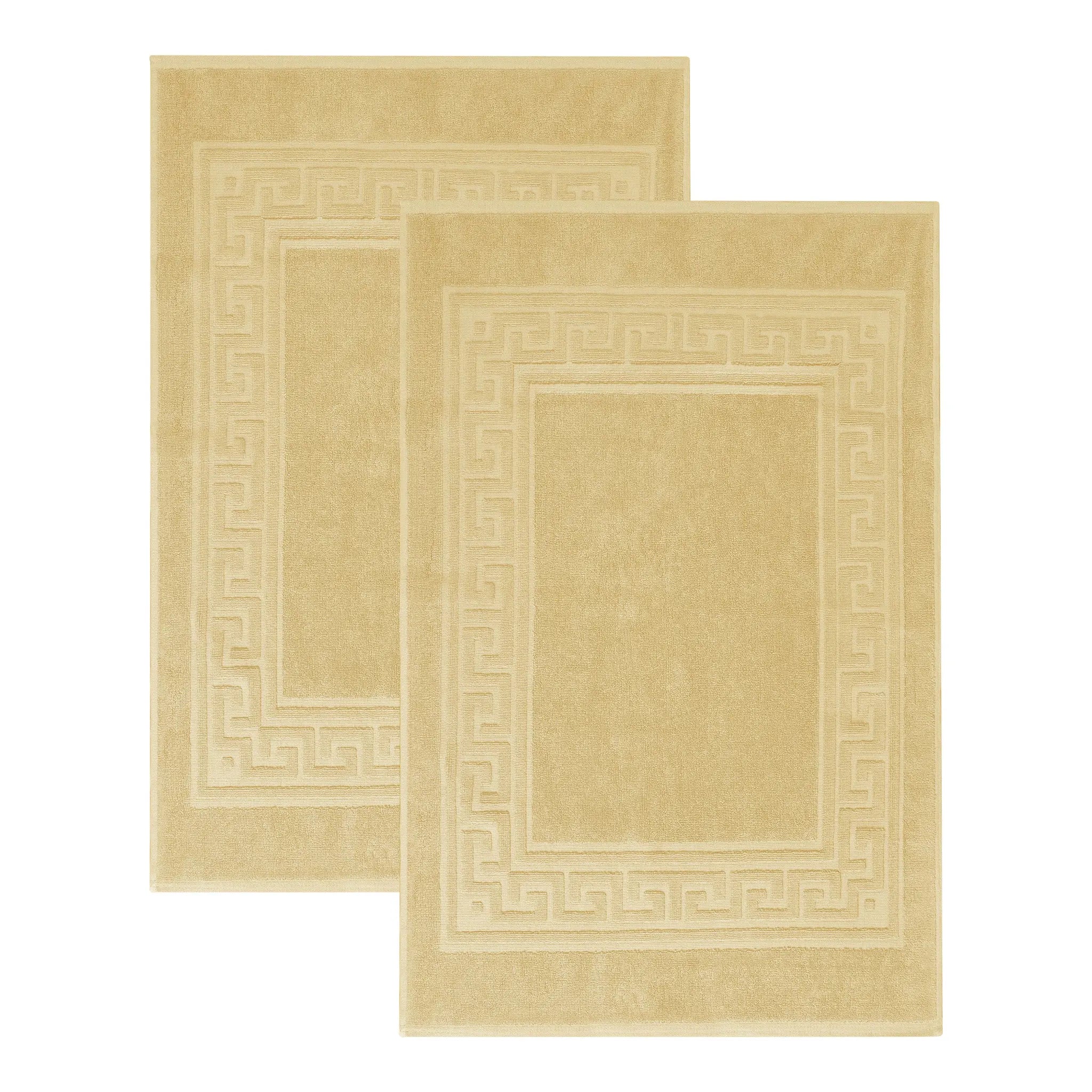 Cotton 2 Piece Greek Key Border Super Absorbent Bath Mat Set