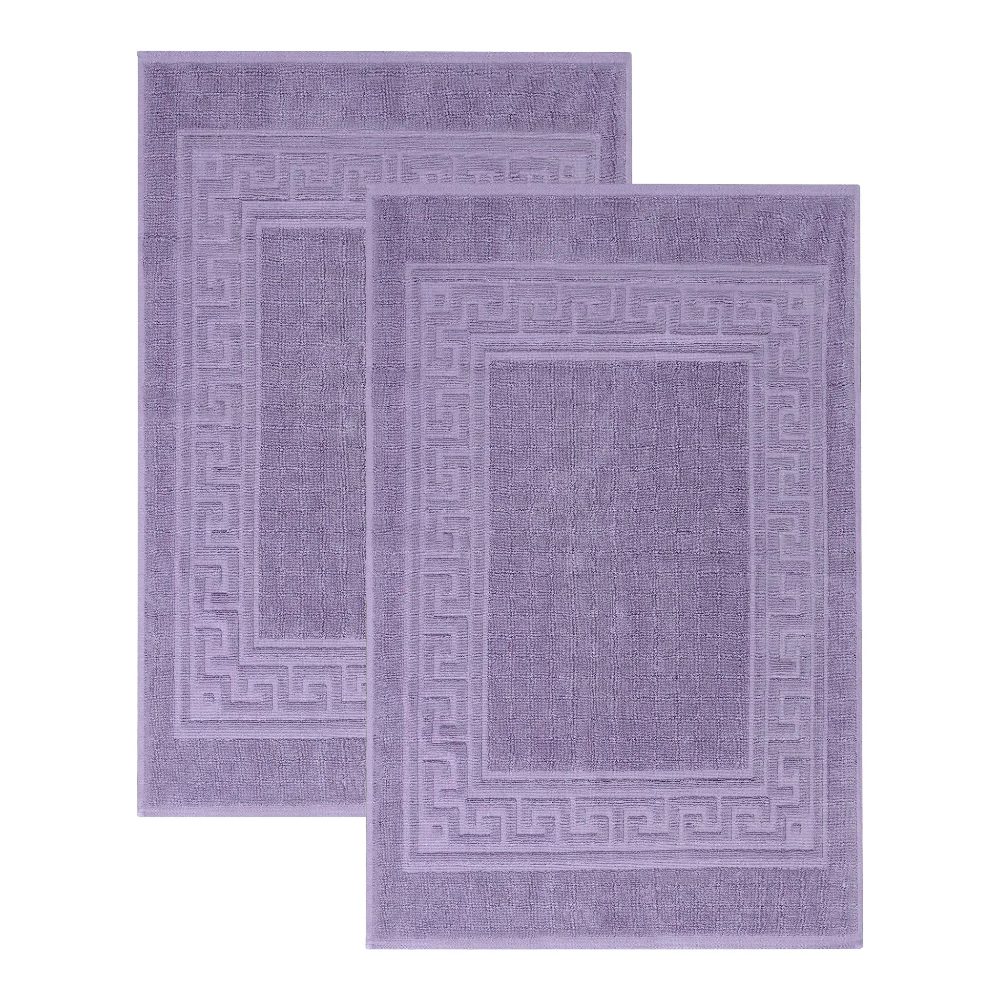 Cotton 2 Piece Greek Key Border Super Absorbent Bath Mat Set