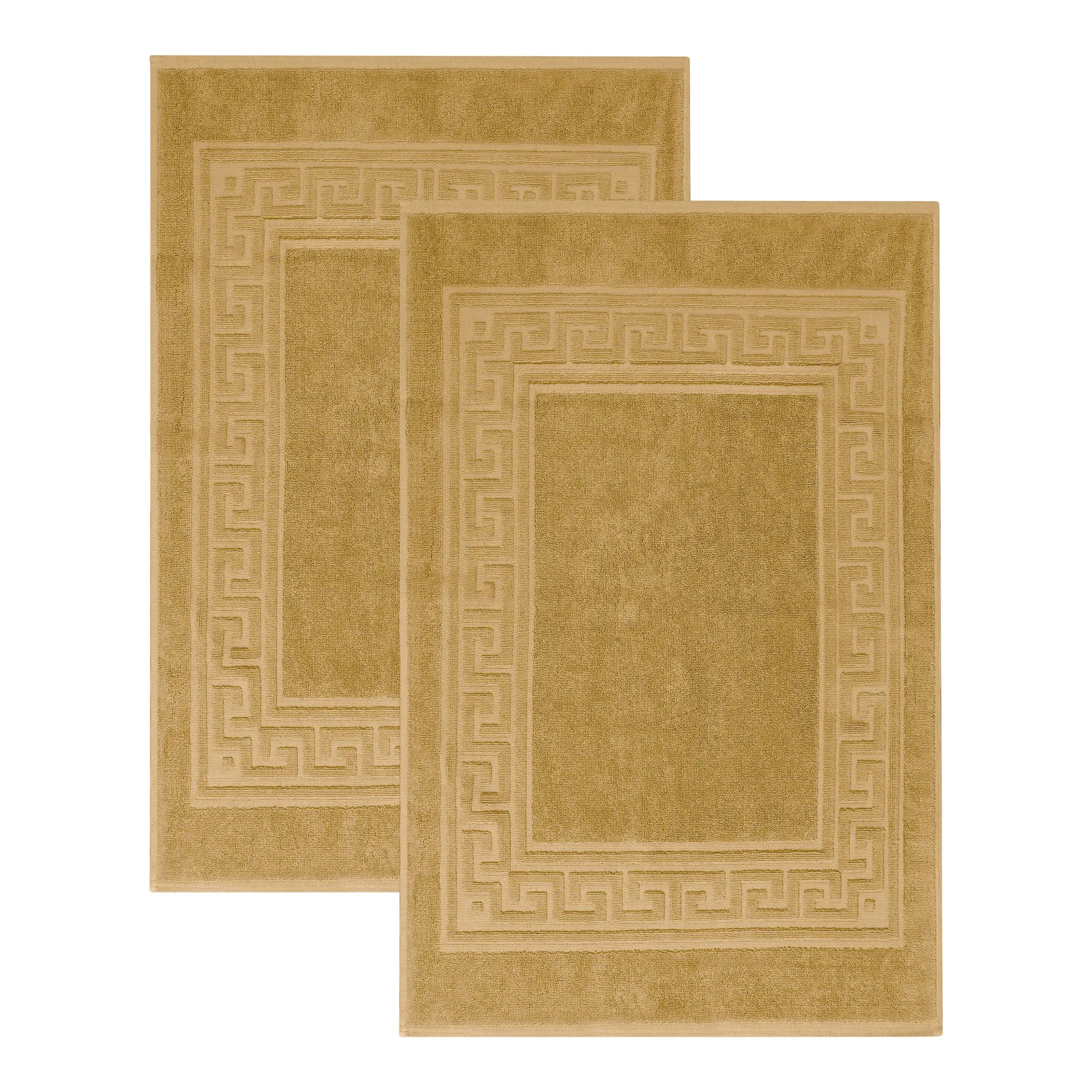 Cotton 2 Piece Greek Key Border Super Absorbent Bath Mat Set