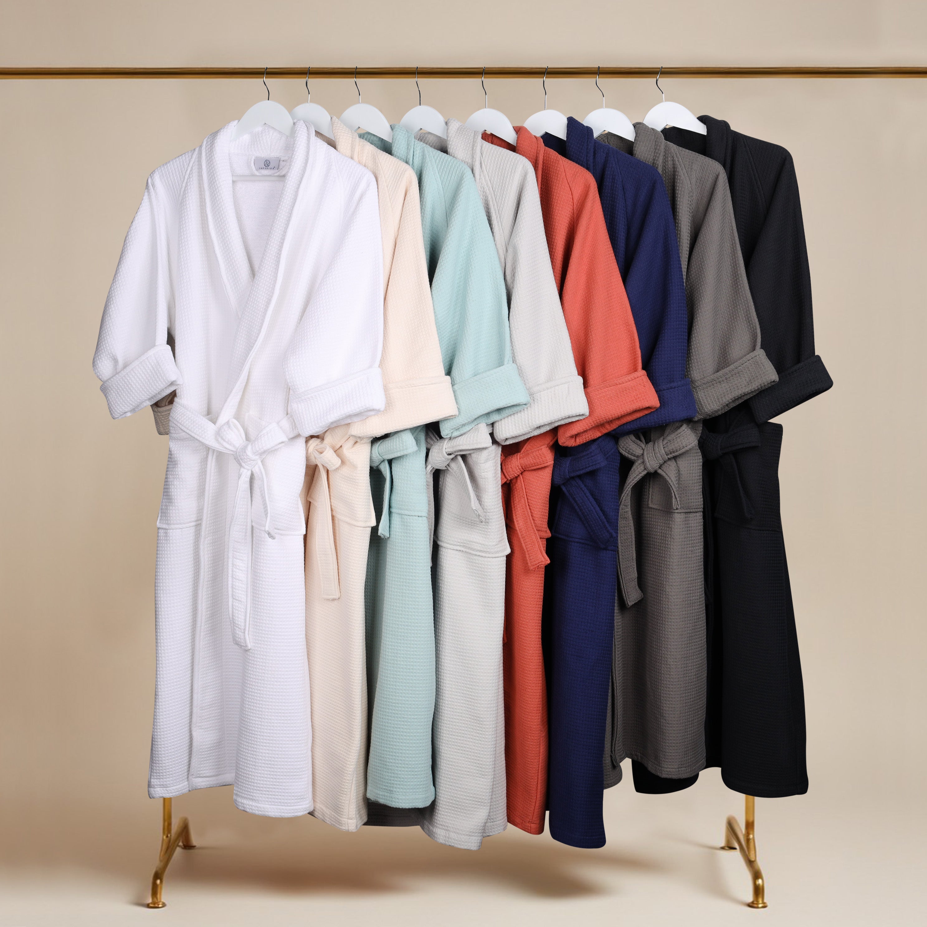 Waffle Weave Cotton Soft Lightweight Oversized Unisex Adult Bath Robe - Omnigoodsstore