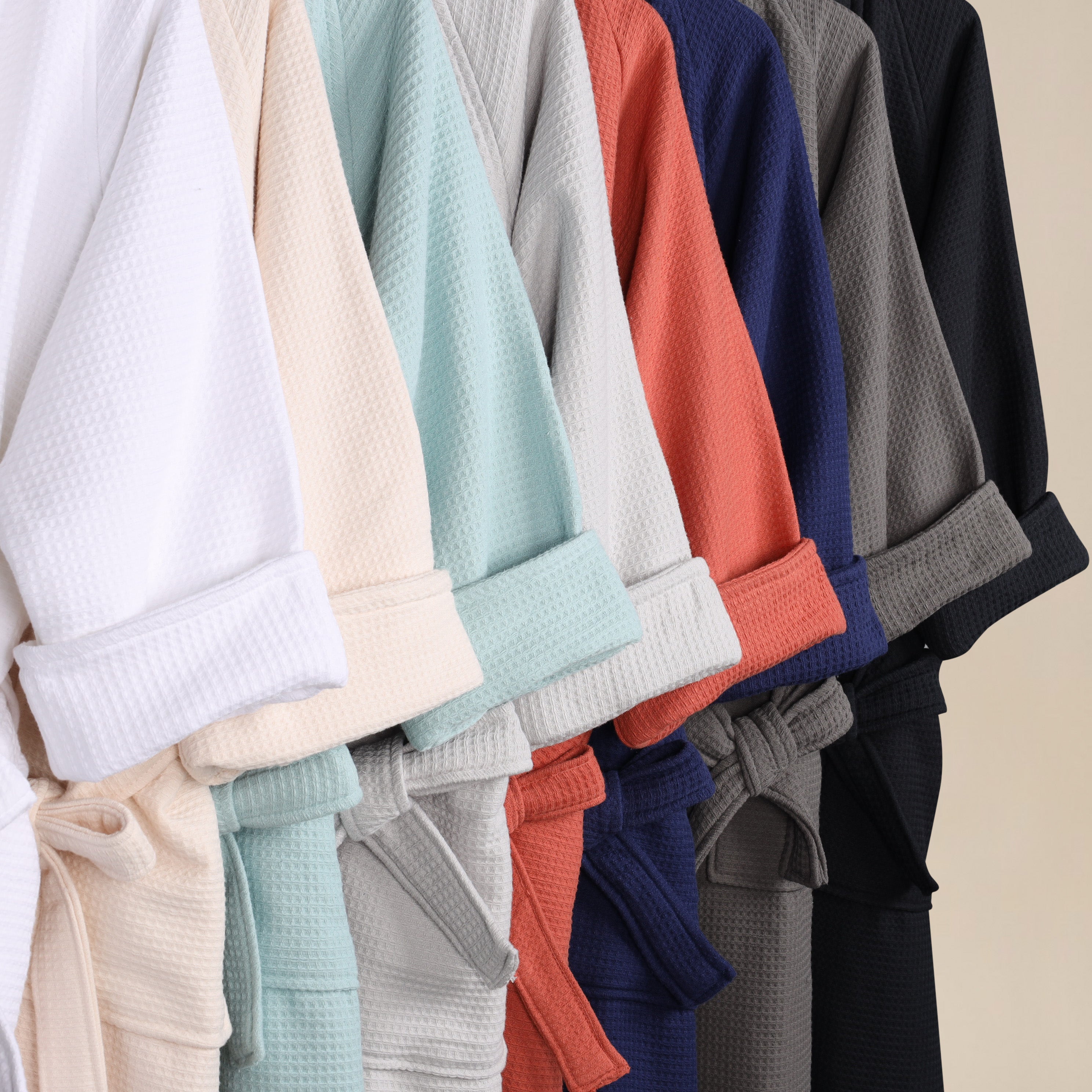 Waffle Weave Cotton Soft Lightweight Oversized Unisex Adult Bath Robe - Omnigoodsstore