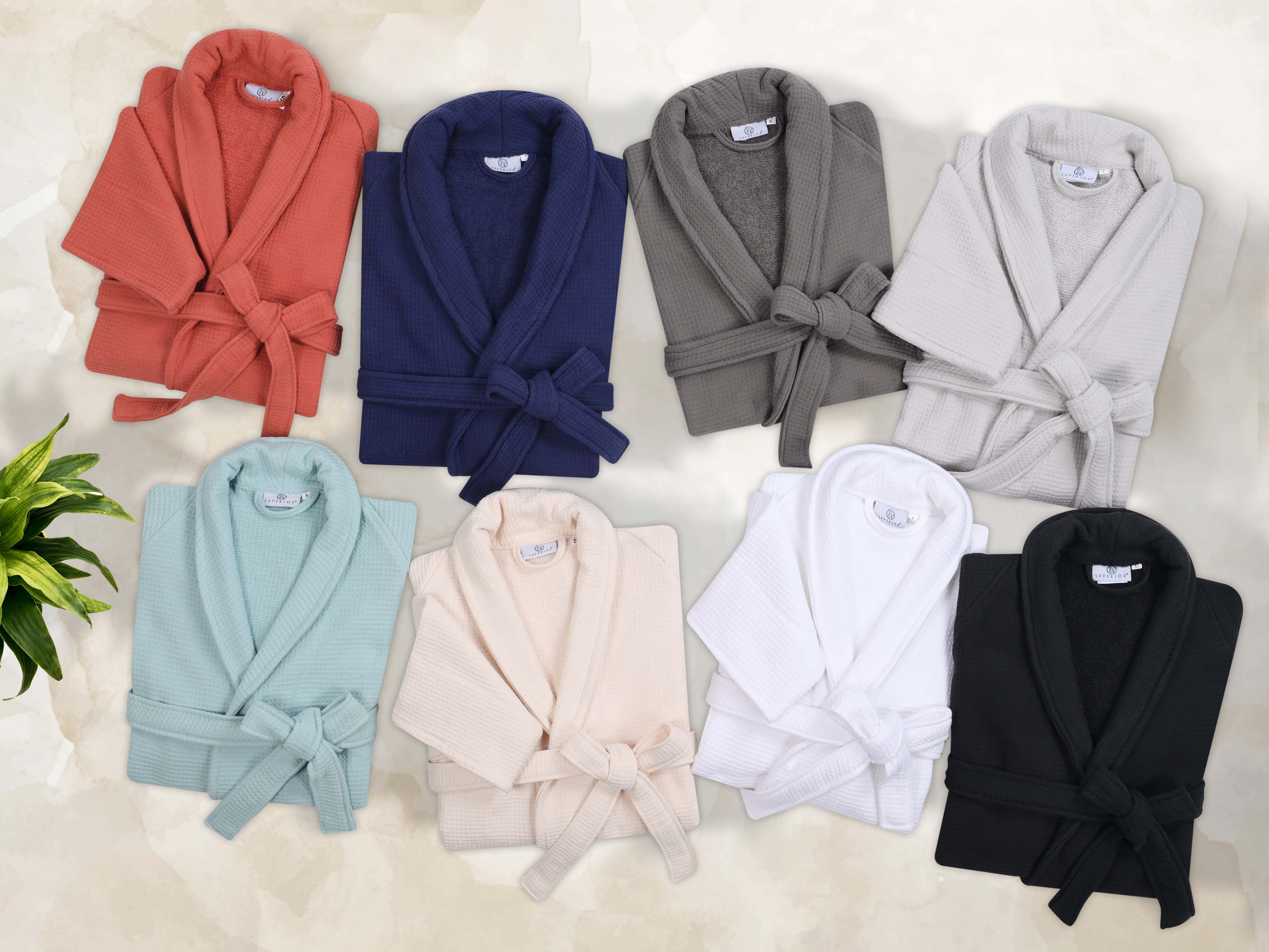 Waffle Weave Cotton Soft Lightweight Oversized Unisex Adult Bath Robe - Omnigoodsstore