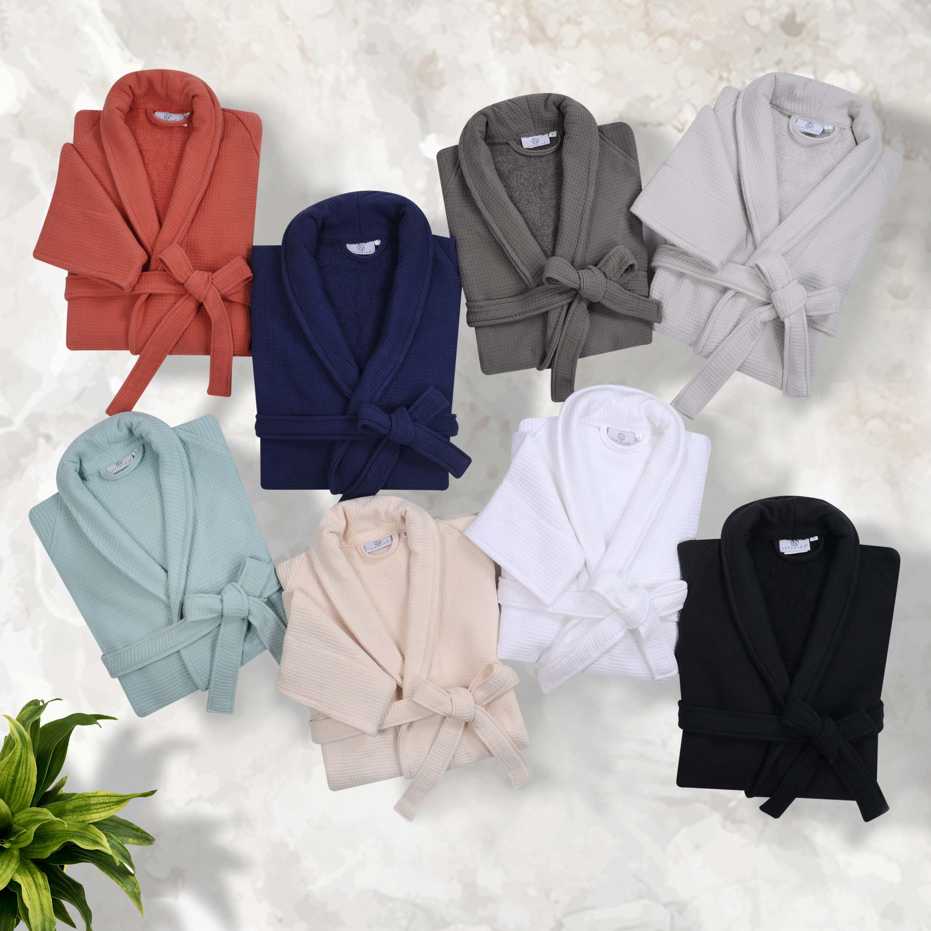 Waffle Weave Cotton Soft Lightweight Oversized Unisex Adult Bath Robe - Omnigoodsstore