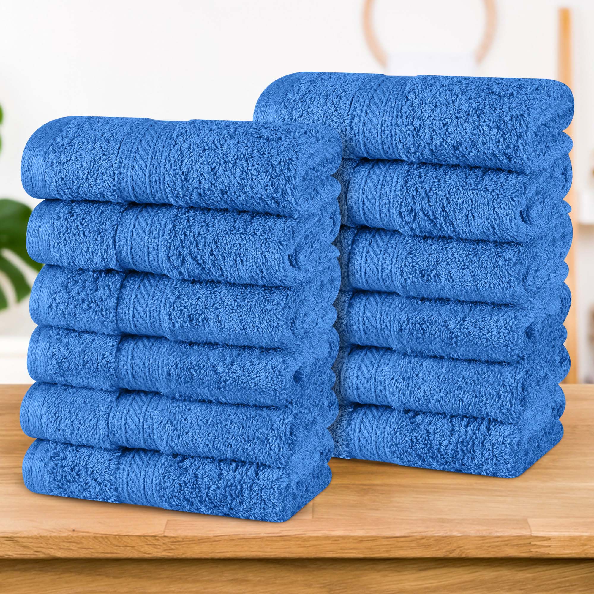 Atlas Cotton Plush Heavyweight Luxury Face Towel Washcloth Set of 12 - Omnigoodsstore