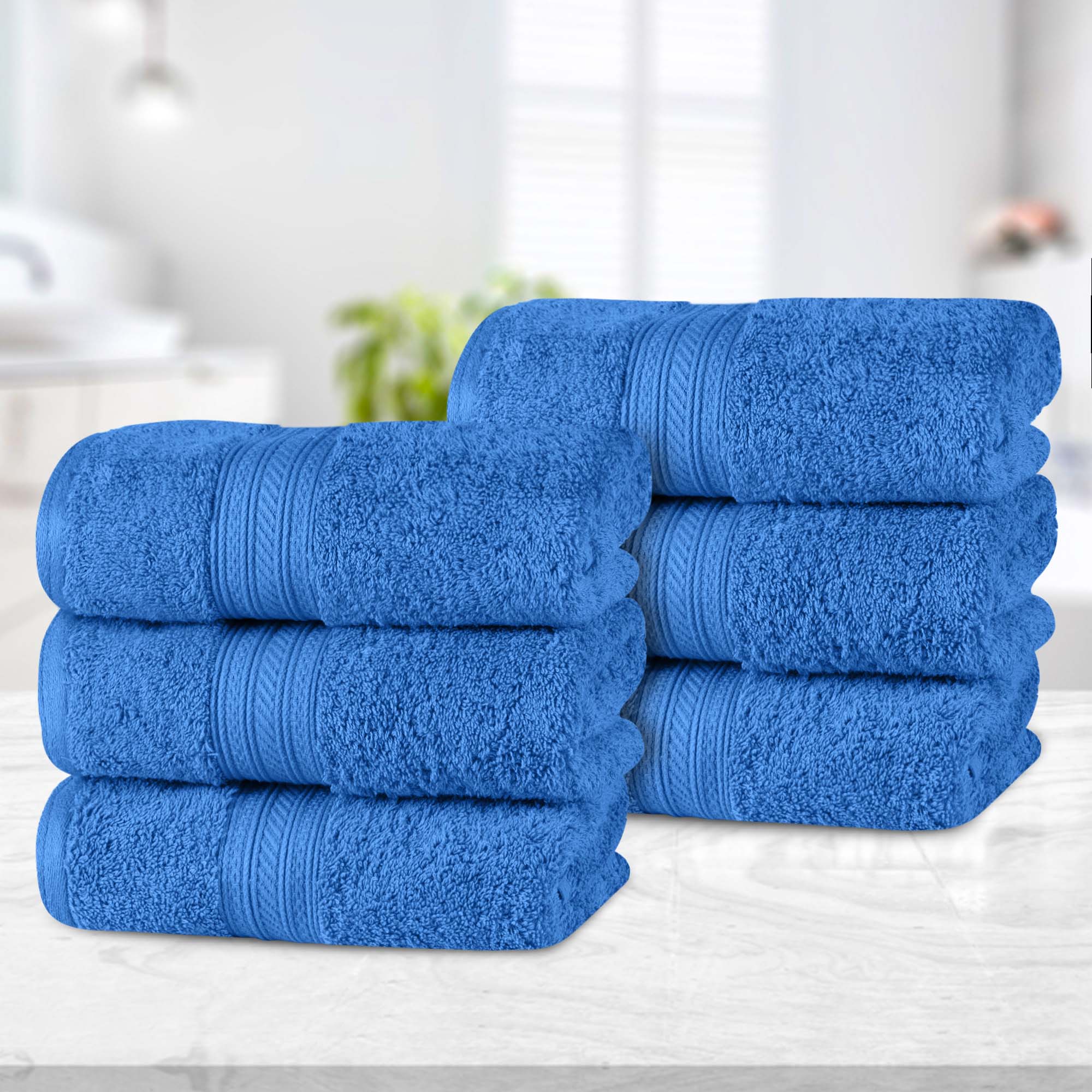 Atlas Cotton Plush Absorbent Heavyweight Luxury Hand Towel Set of 6 - Omnigoodsstore