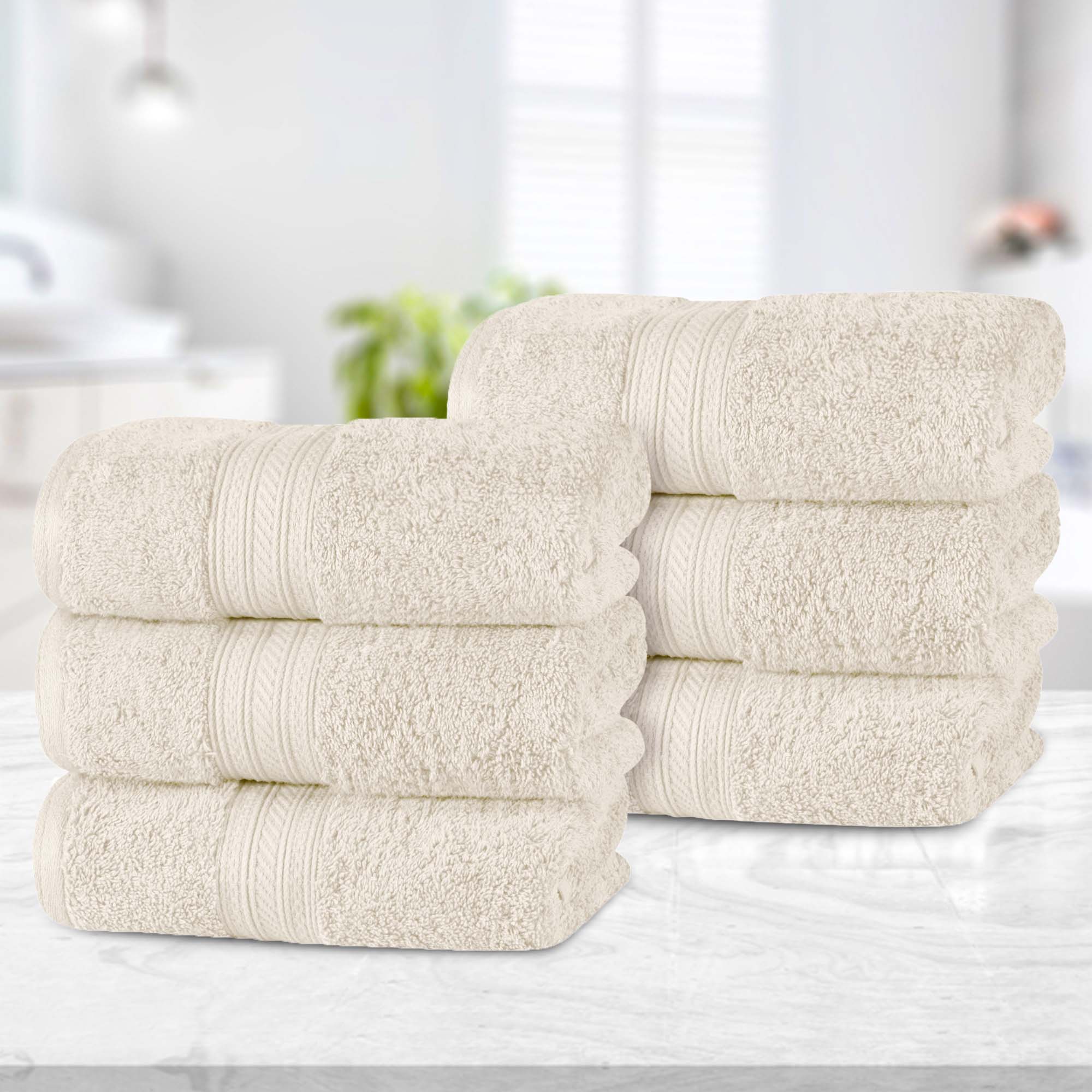 Atlas Cotton Plush Absorbent Heavyweight Luxury Hand Towel Set of 6 - Omnigoodsstore