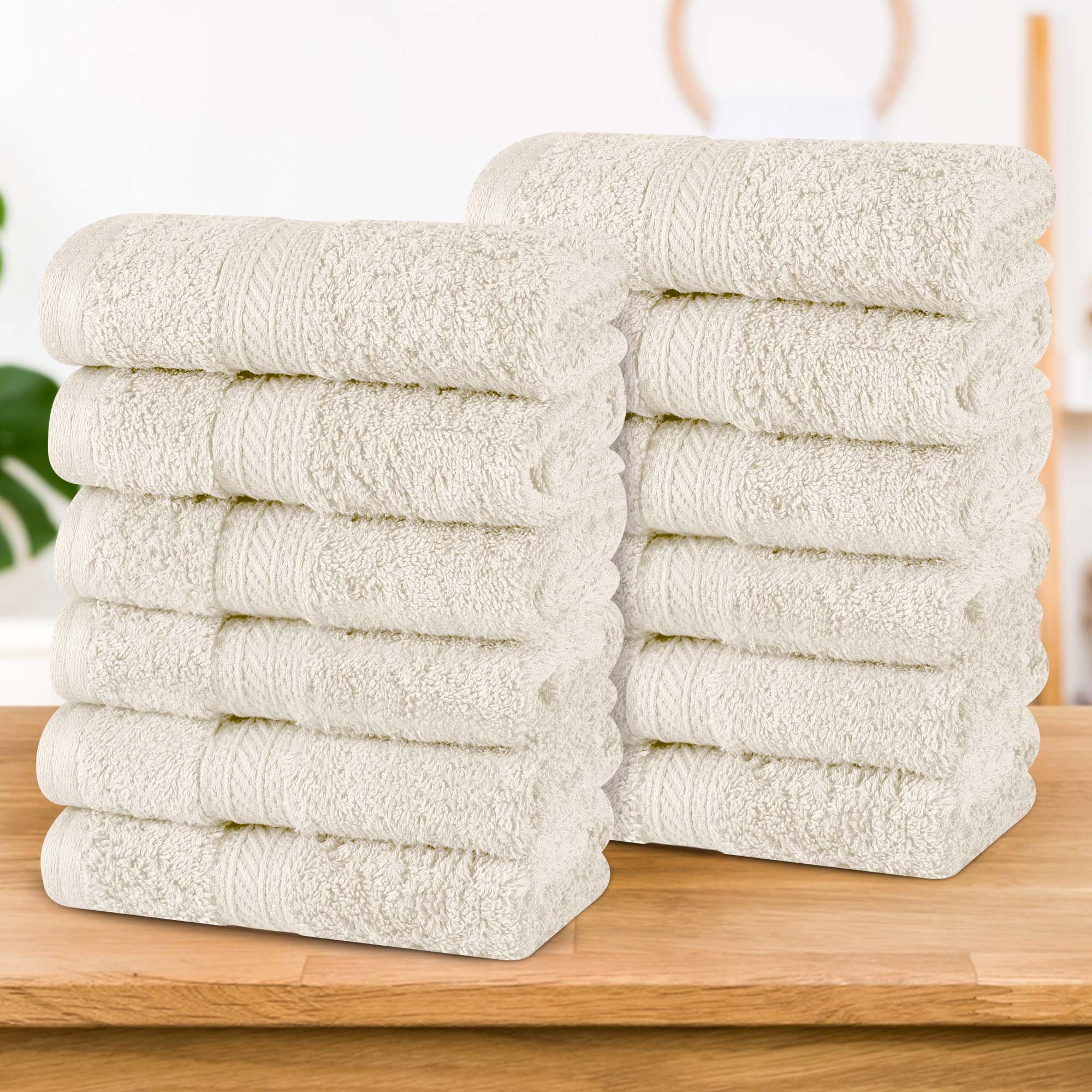 Atlas Cotton Plush Heavyweight Luxury Face Towel Washcloth Set of 12 - Omnigoodsstore
