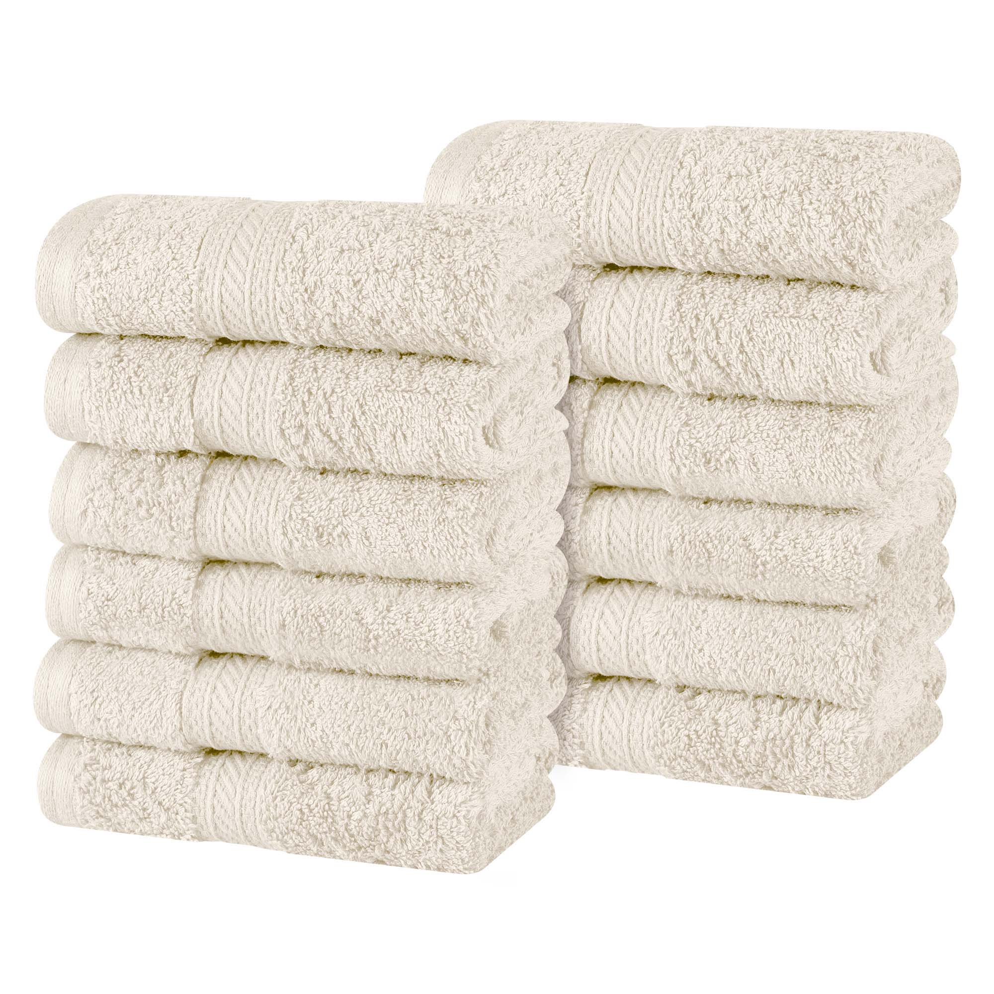 Atlas Cotton Plush Heavyweight Luxury Face Towel Washcloth Set of 12 - Omnigoodsstore