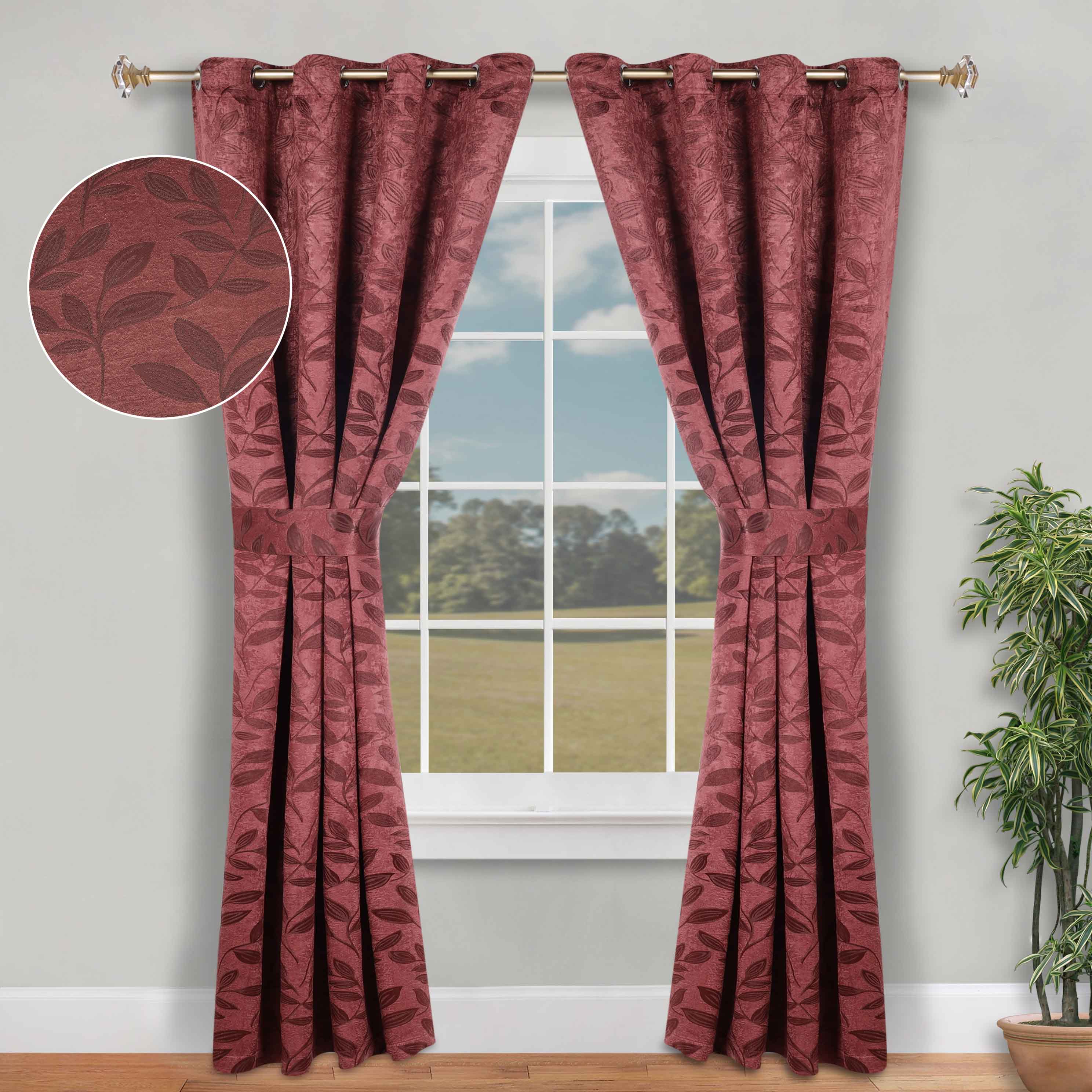 Leaves Machine Room Darkening Blackout Curtains, Set of 2 - Omnigoodsstore