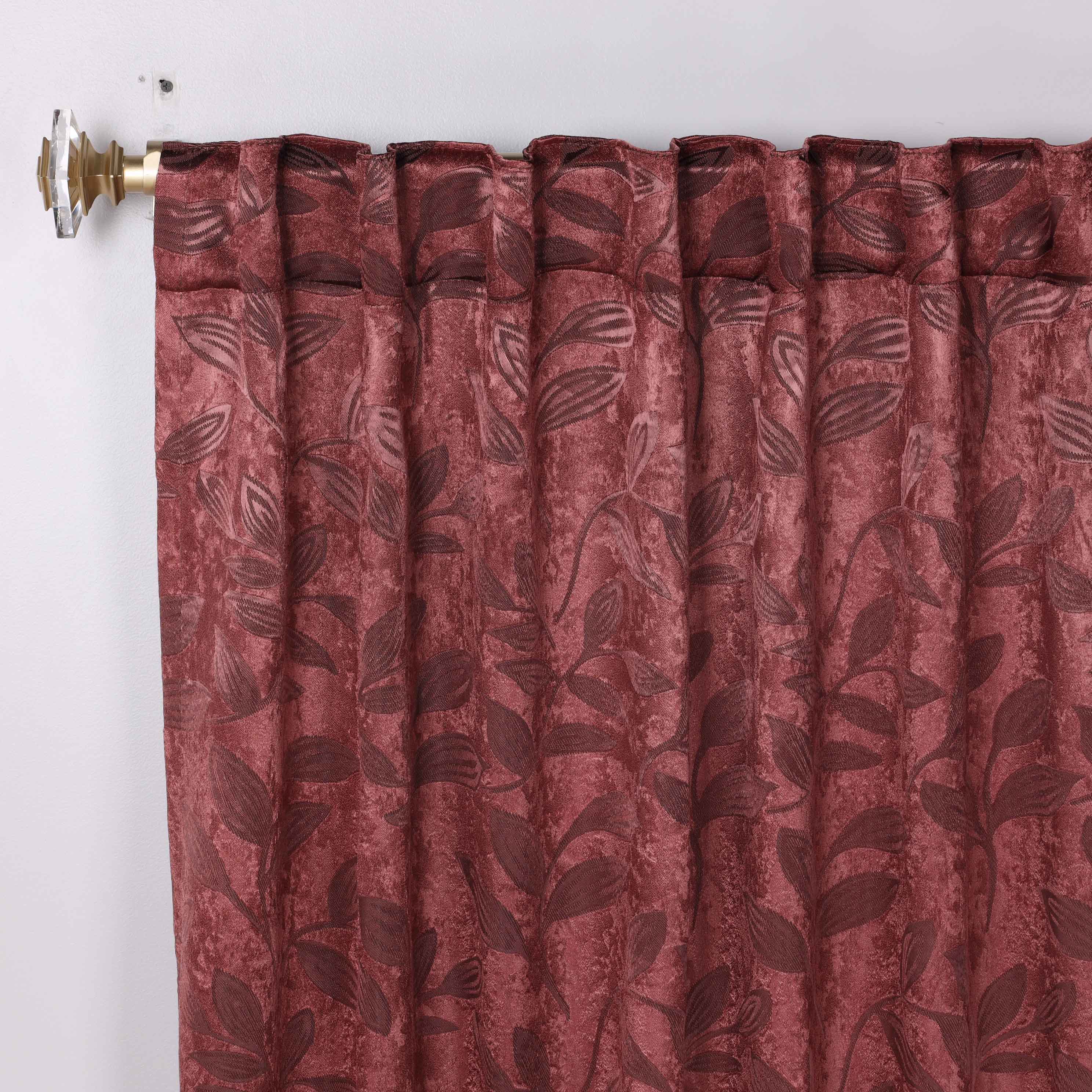 Superior Leaves Room Darkening Back Tab Blackout Curtains Panel Set - Omnigoodsstore