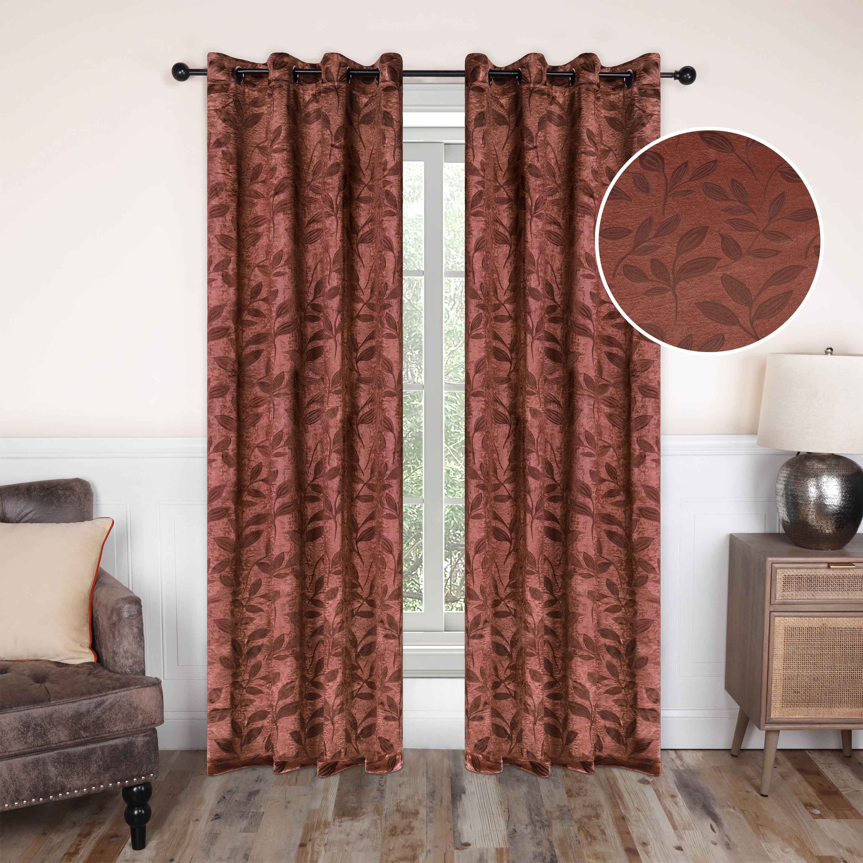 Leaves Machine Washable Room Darkening Blackout Curtains, Set of 2 - Omnigoodsstore