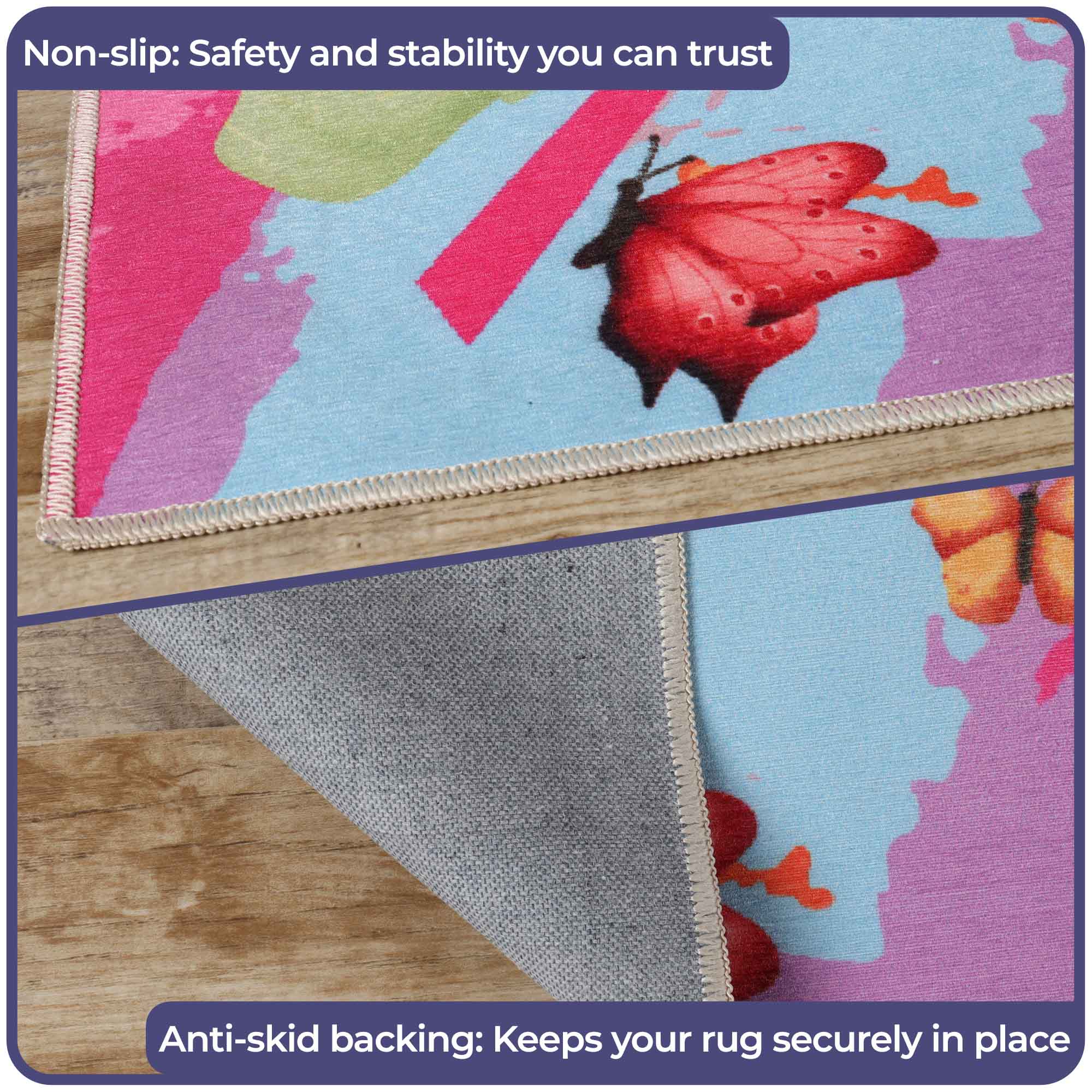 Butterfly Non-Slip Kids Playroom Nursery Washable Indoor Area Rug - Omnigoodsstore