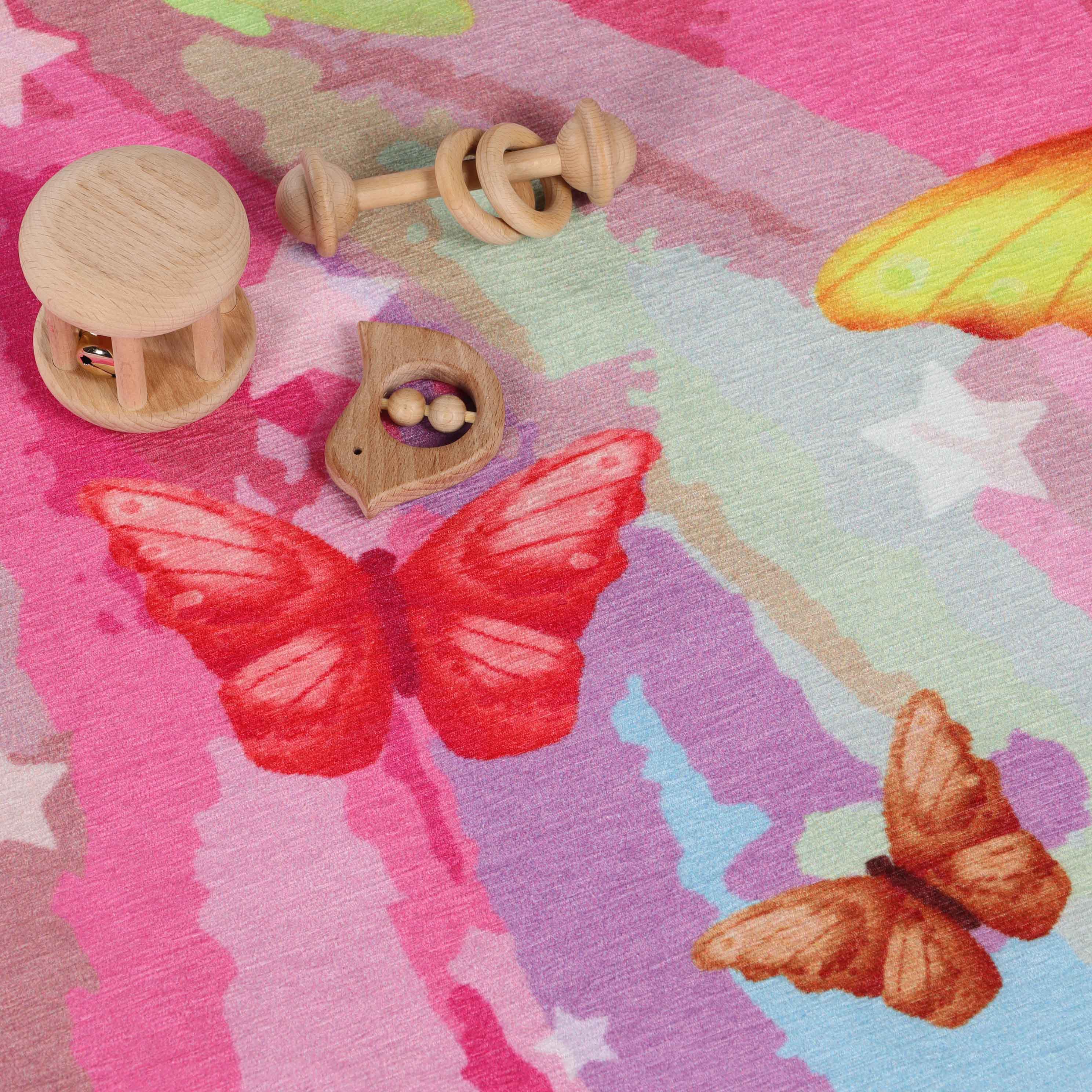 Butterfly Non-Slip Kids Playroom Nursery Washable Indoor Area Rug - Omnigoodsstore