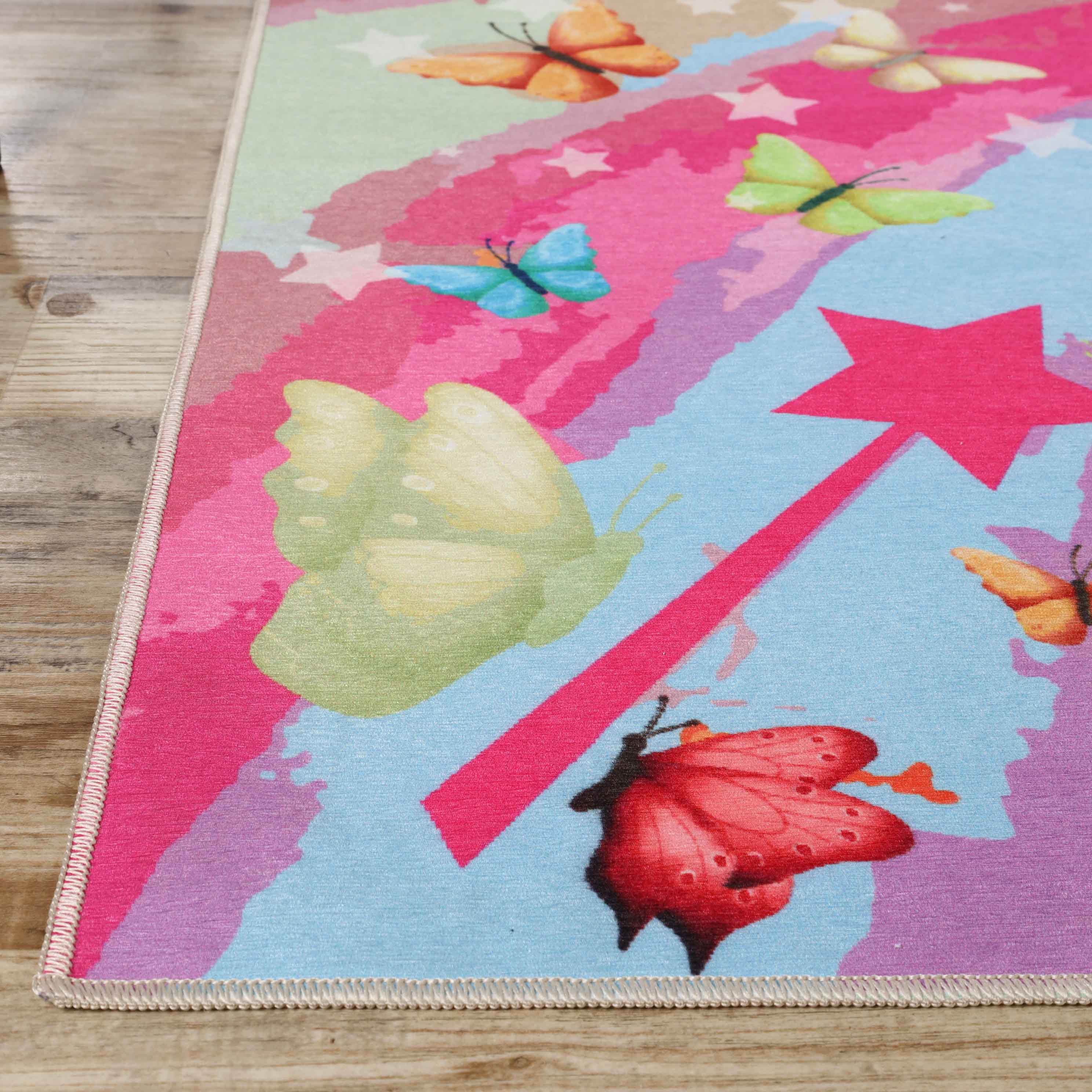 Butterfly Non-Slip Kids Playroom Nursery Washable Indoor Area Rug - Omnigoodsstore