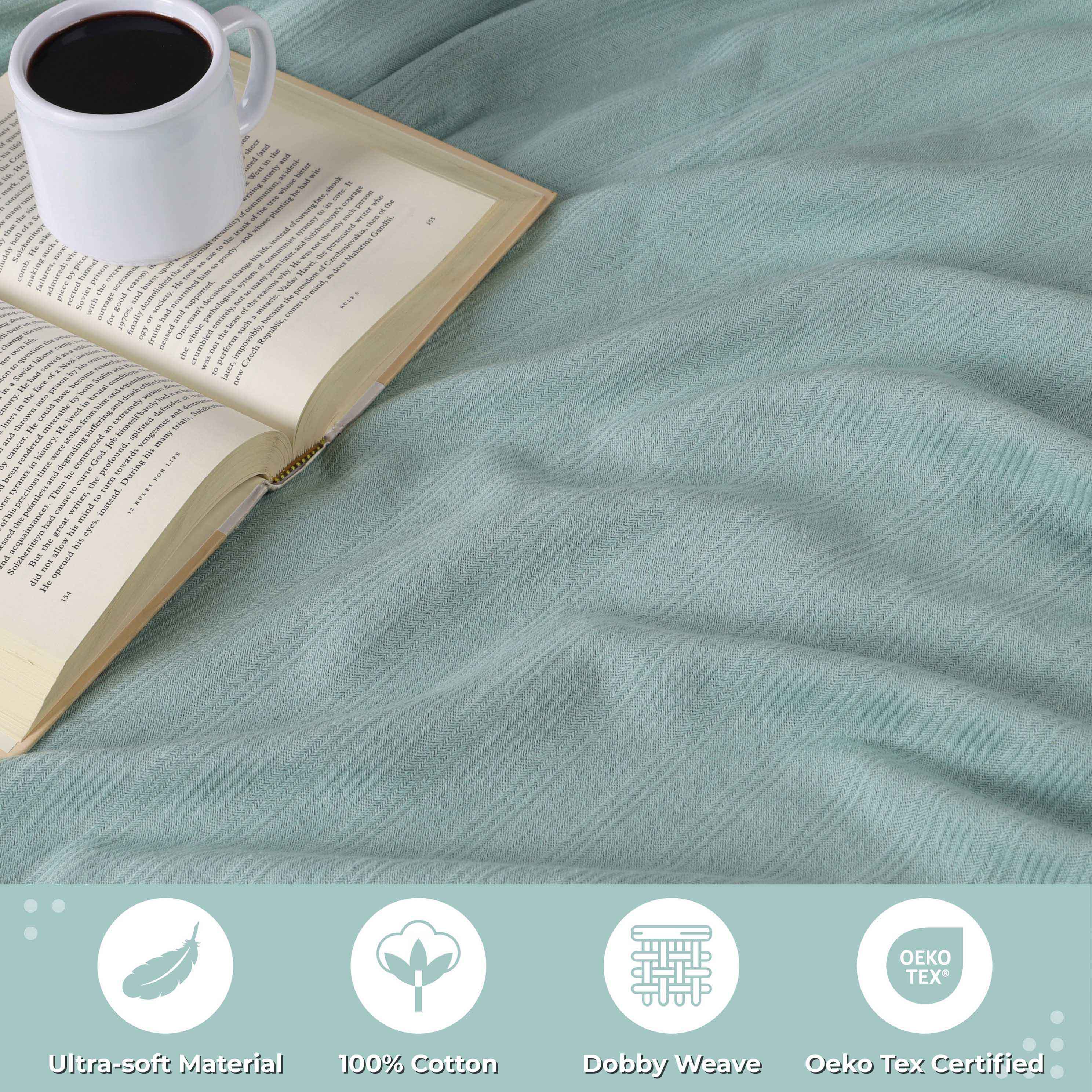 Milan Cotton Textured Striped Lightweight Woven Blanket - Omnigoodsstore