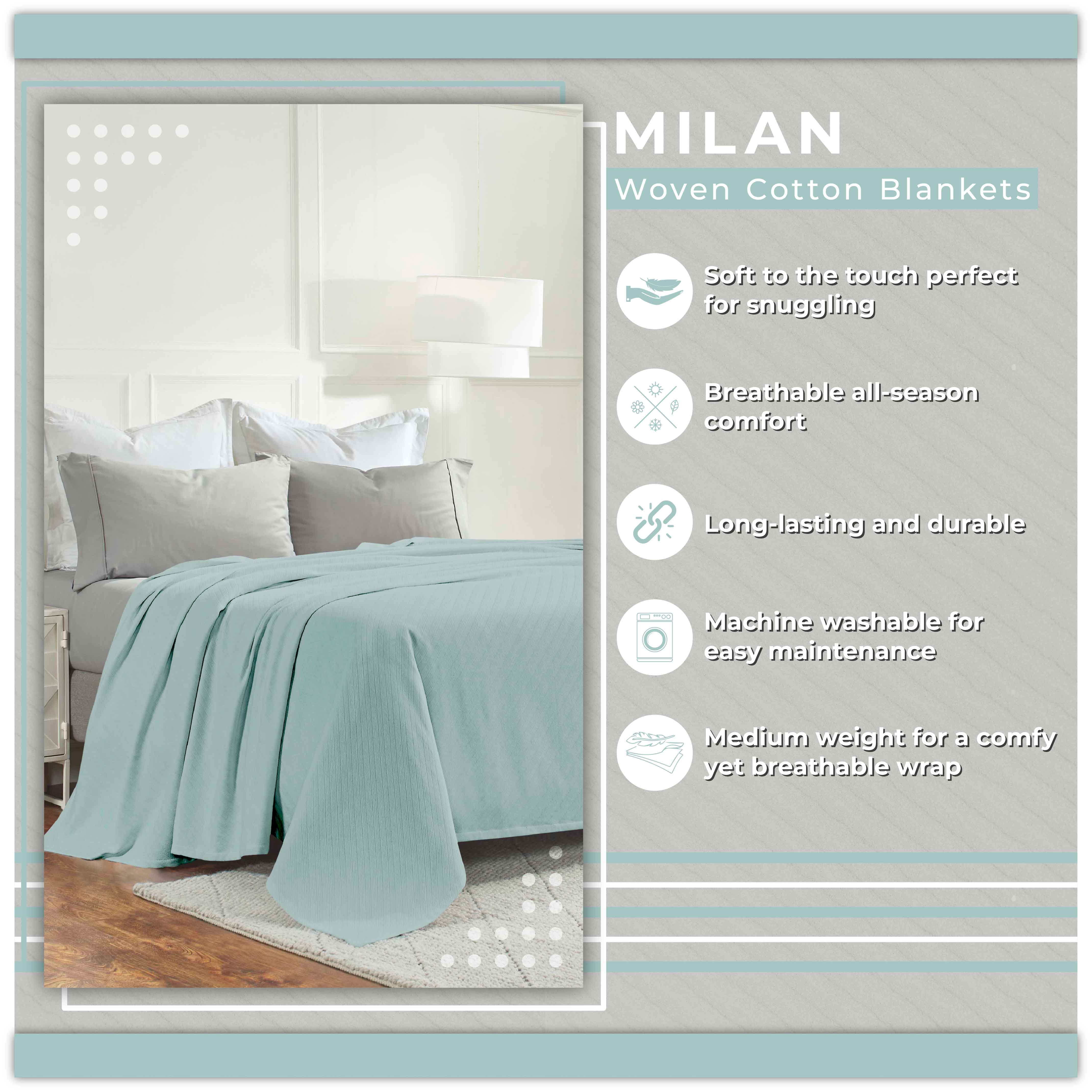 Milan Cotton Textured Striped Lightweight Woven Blanket - Omnigoodsstore