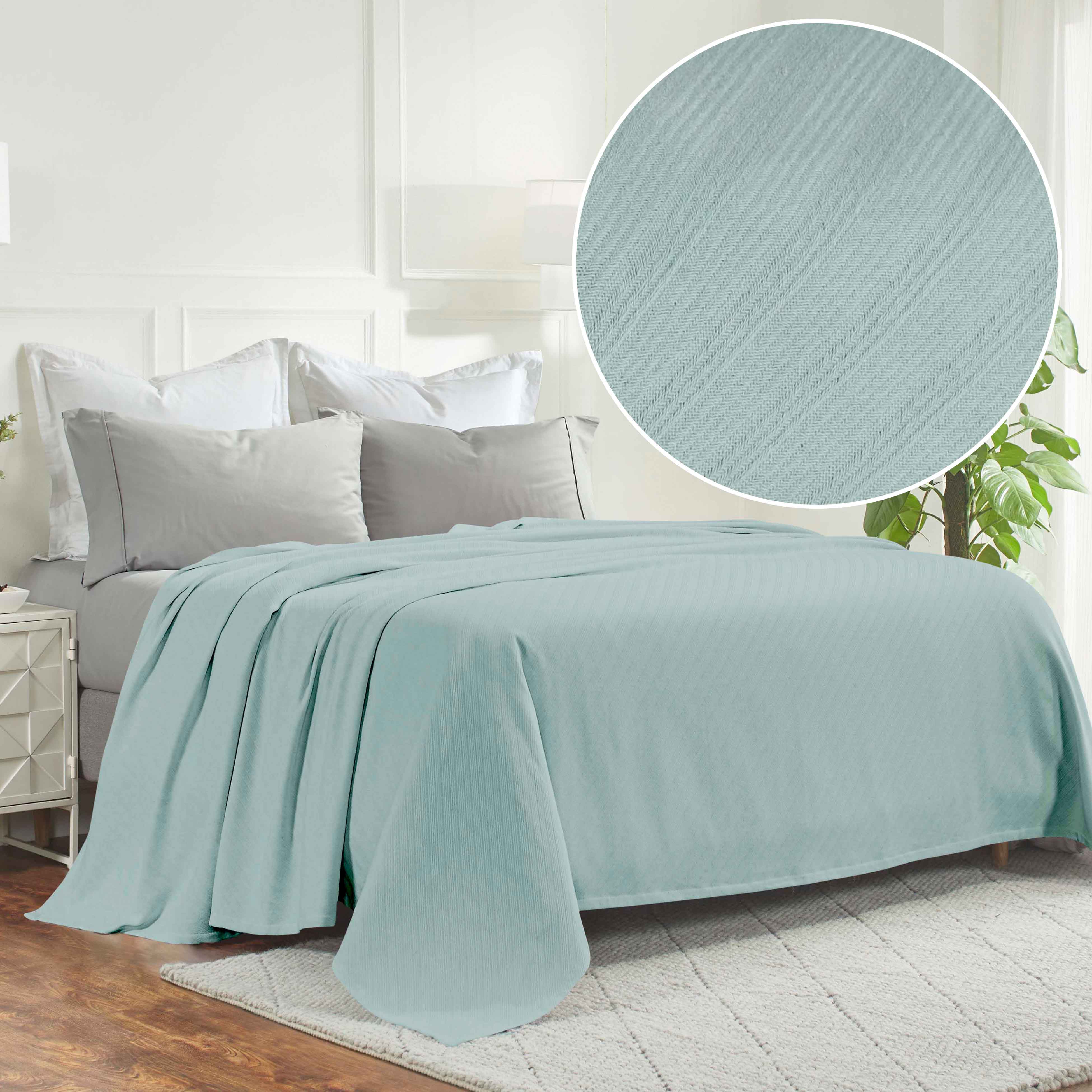 Milan Cotton Textured Striped Lightweight Woven Blanket - Omnigoodsstore