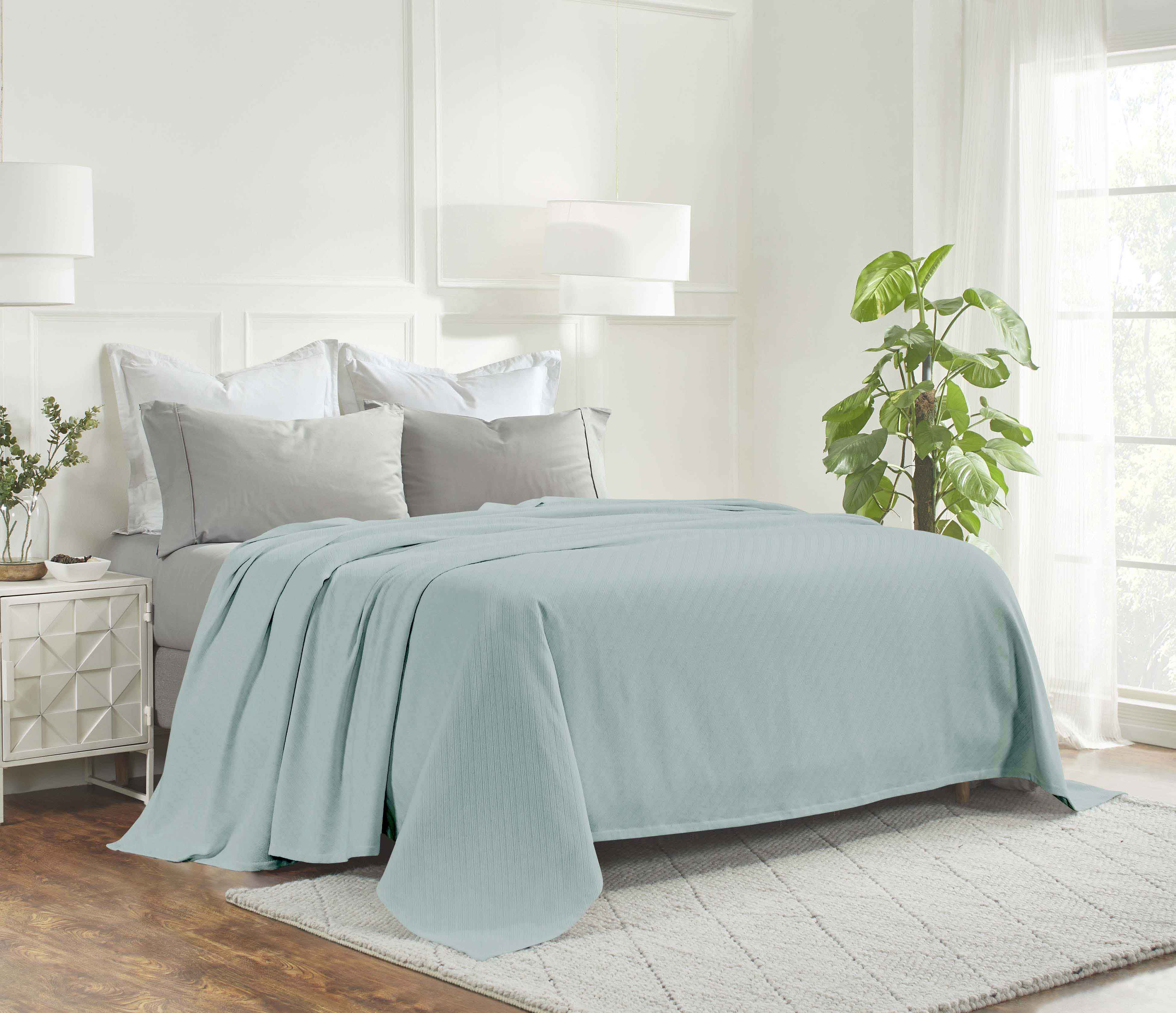 Milan Cotton Textured Striped Lightweight Woven Blanket - Omnigoodsstore