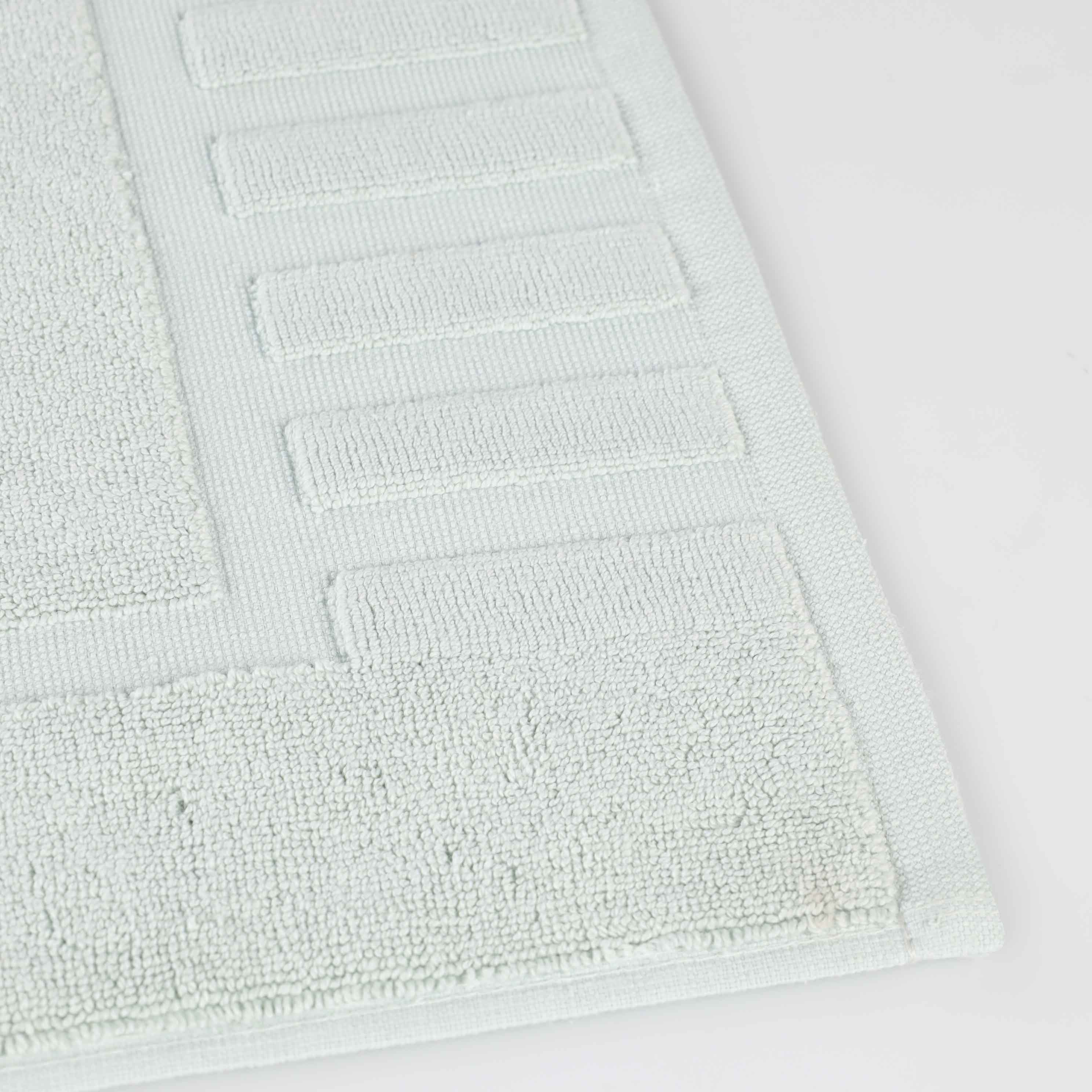 Leo Cotton Solid Modern Geometric Border Absorbent Bath Mat, Set of 2 - Omnigoodsstore