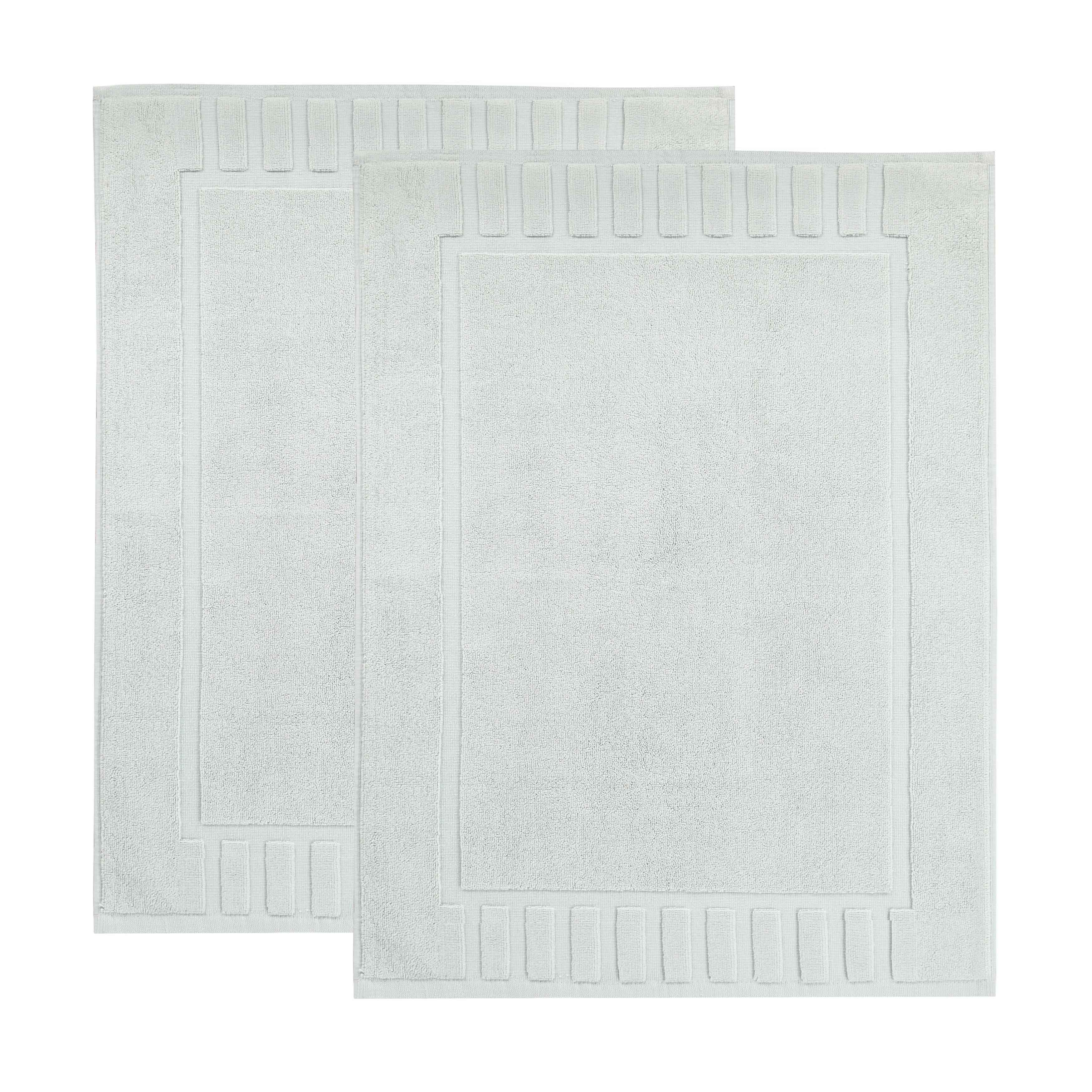 Leo Cotton Solid Modern Geometric Border Absorbent Bath Mat, Set of 2 - Omnigoodsstore