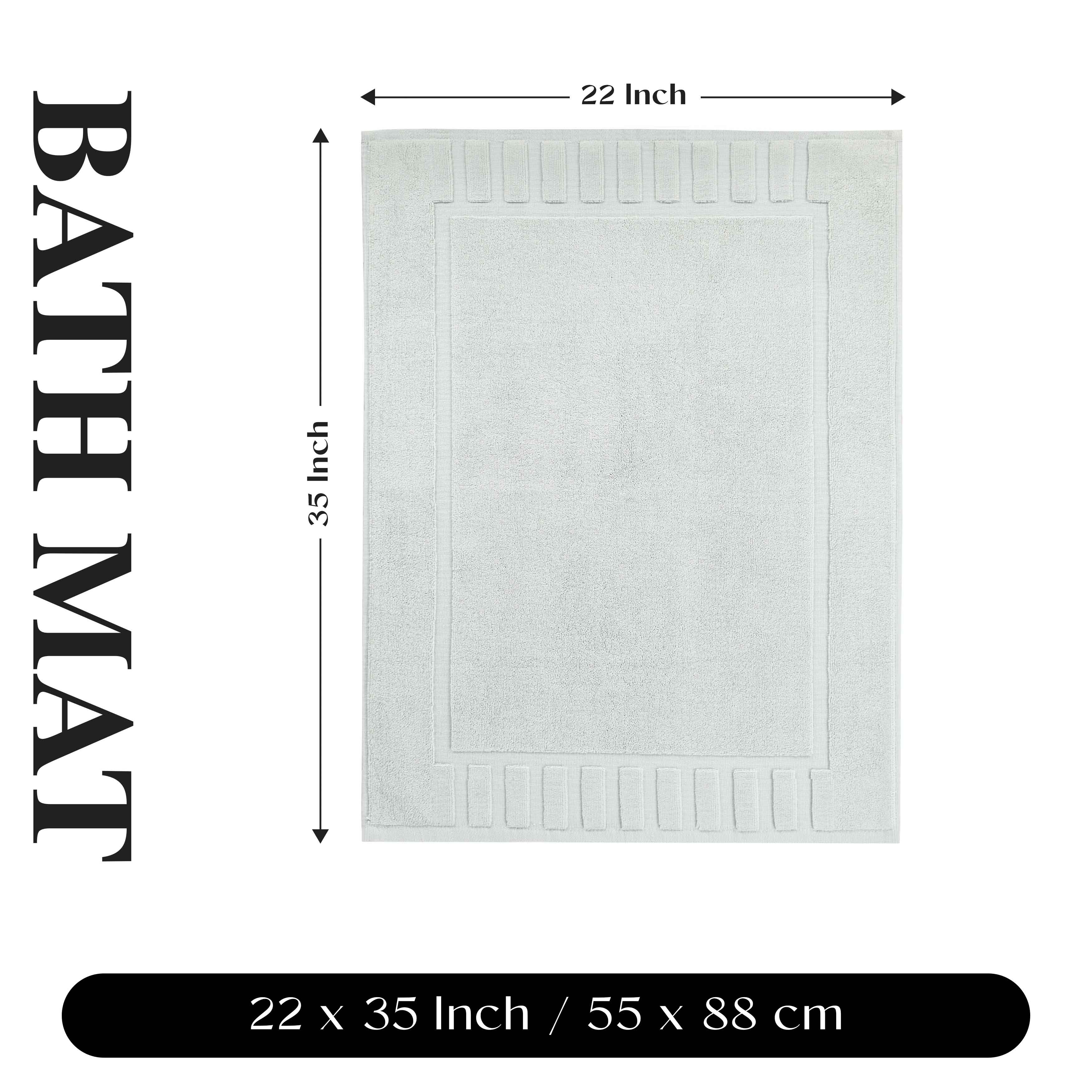 Leo Cotton Solid Modern Geometric Border Absorbent Bath Mat, Set of 2 - Omnigoodsstore