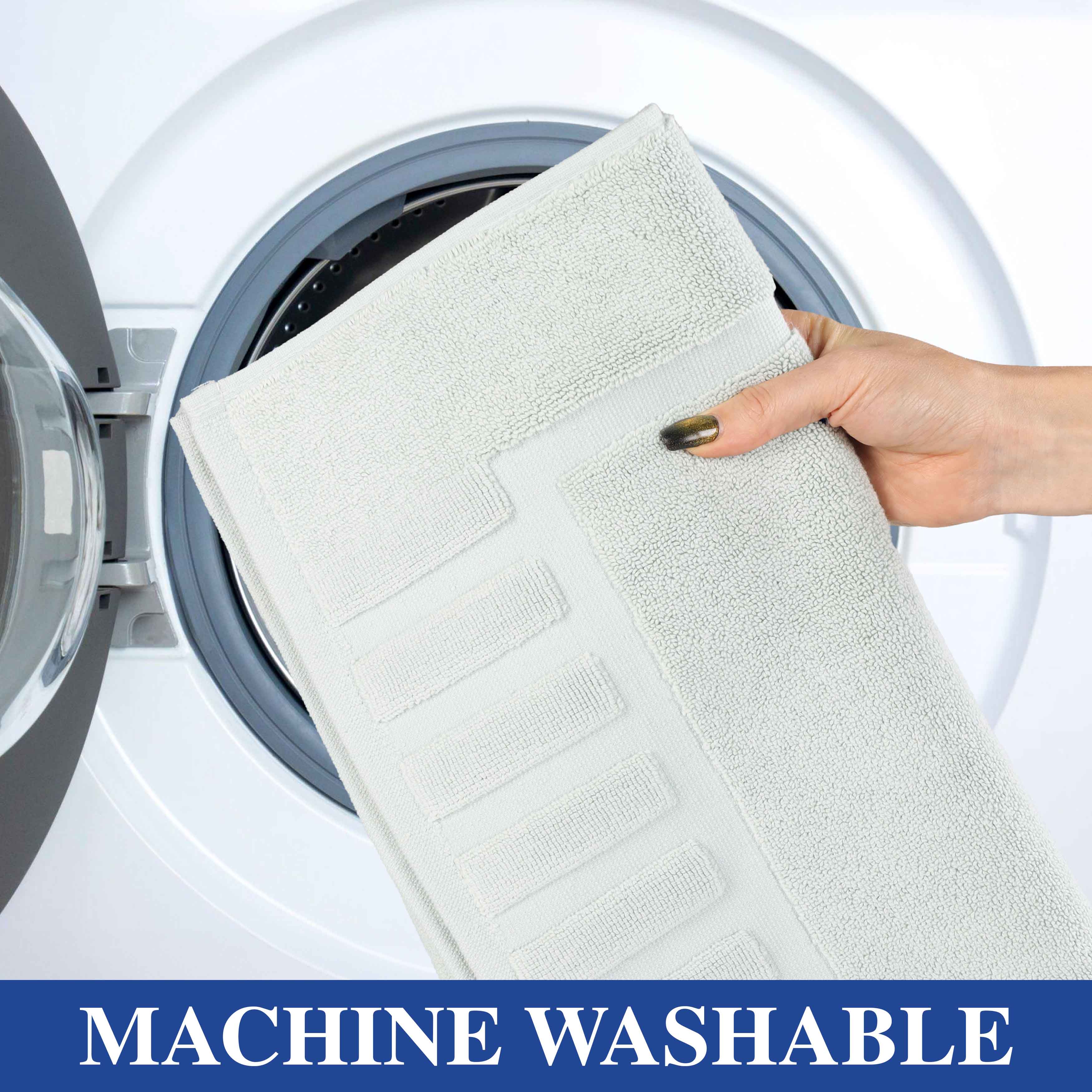 Leo Cotton Solid Modern Geometric Border Absorbent Bath Mat, Set of 2 - Omnigoodsstore